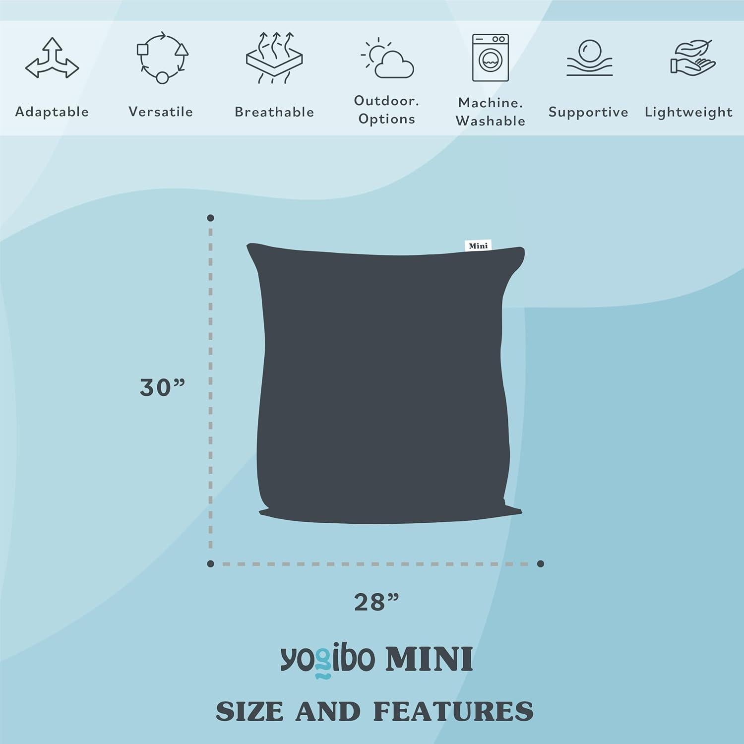 Yogibo Mini Puff Pequeño Gris Oscuro, 76.2x71.1x48.3 cm