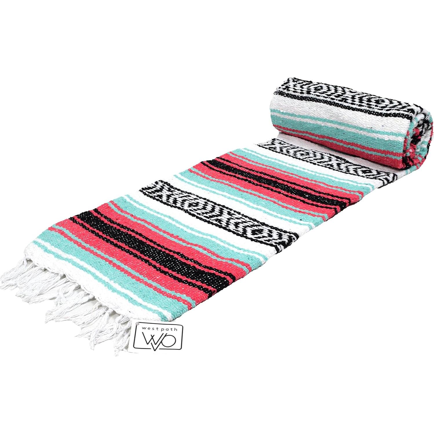 Manta Falsa Mexicana Open Road Goods 185x122 cm Coral/Menta