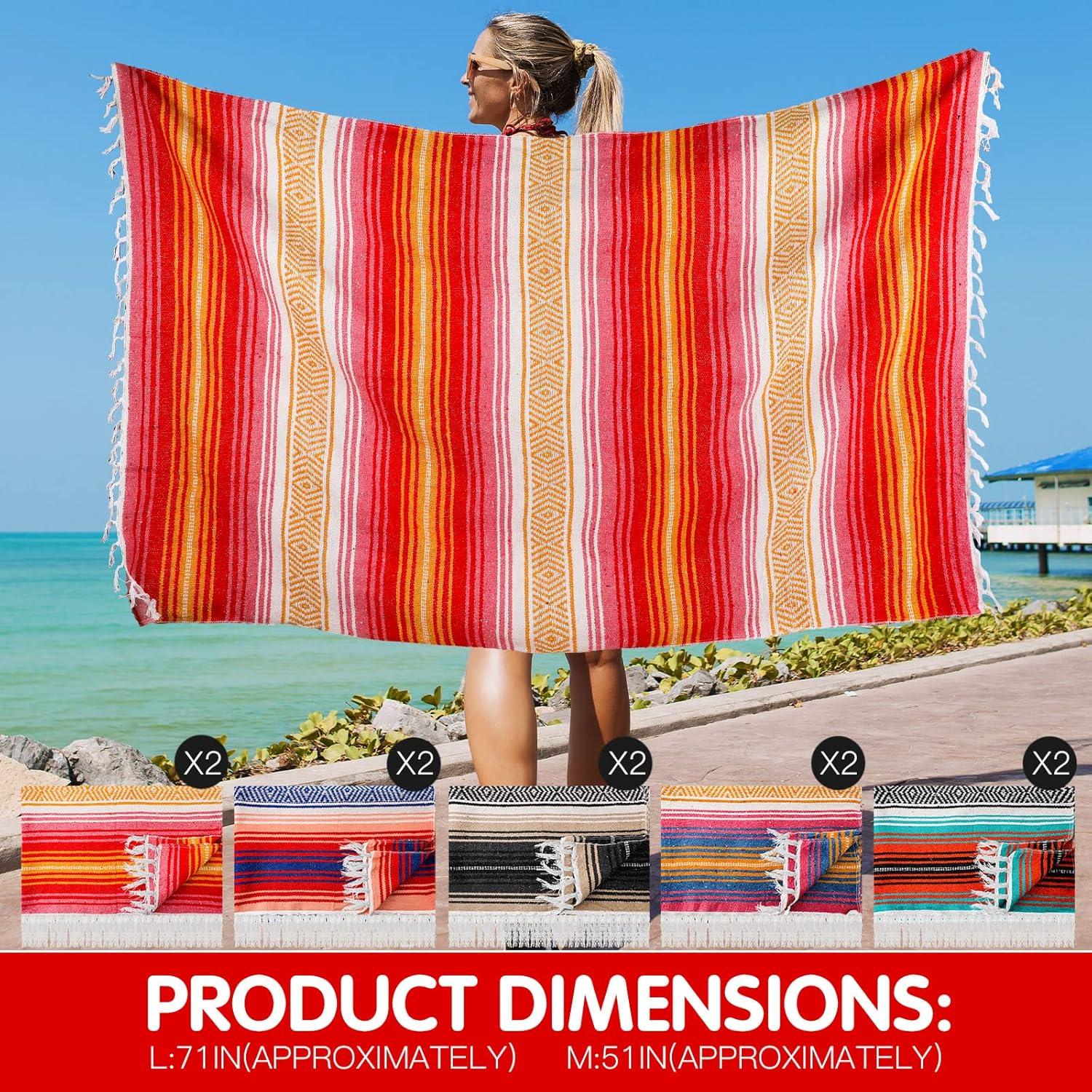 10 Mantas de Playa Mexicanas Haull 130x180 cm Coloridas