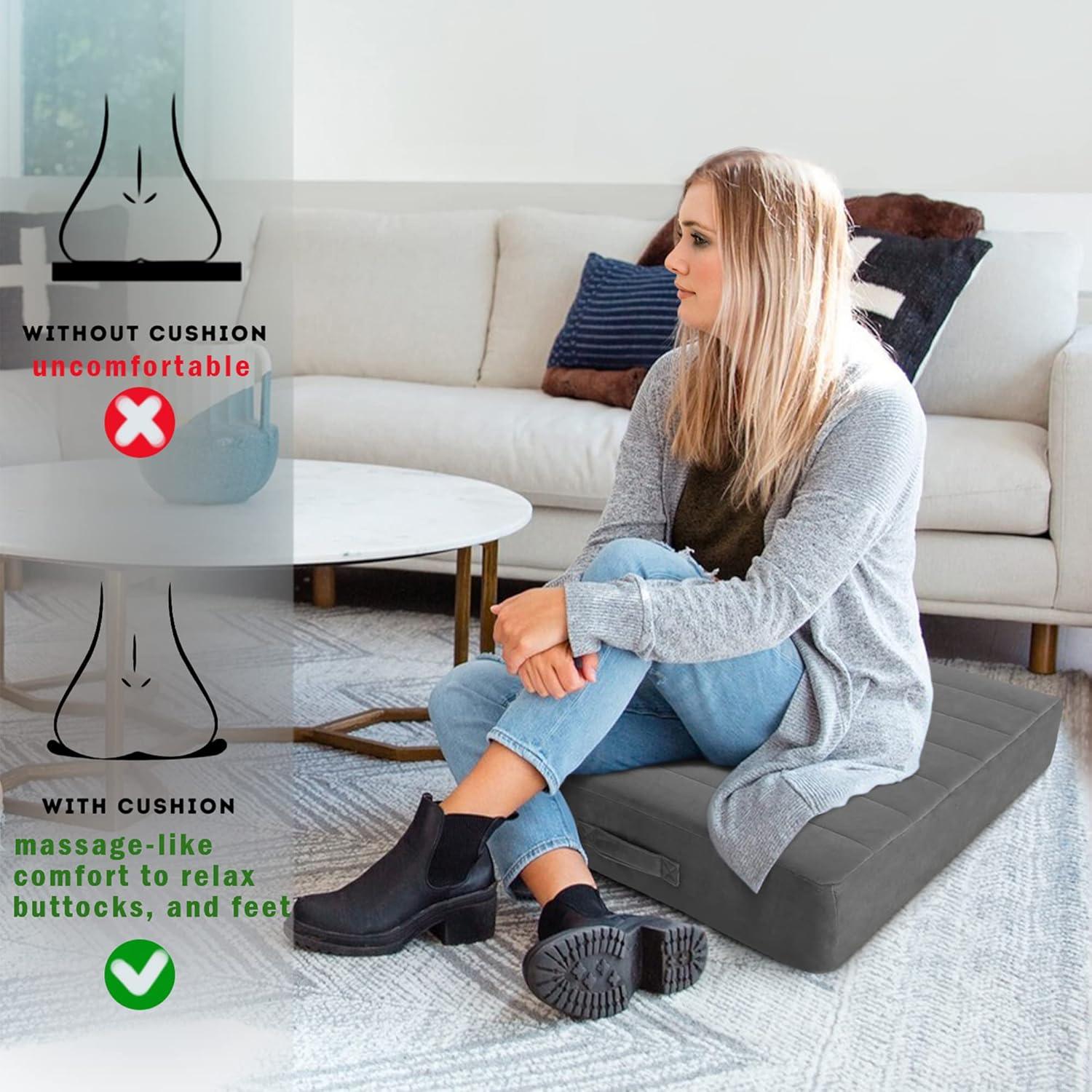 Cojín de Suelo Cuadrado MeMoreCool 55.88 cm Gris Lavable