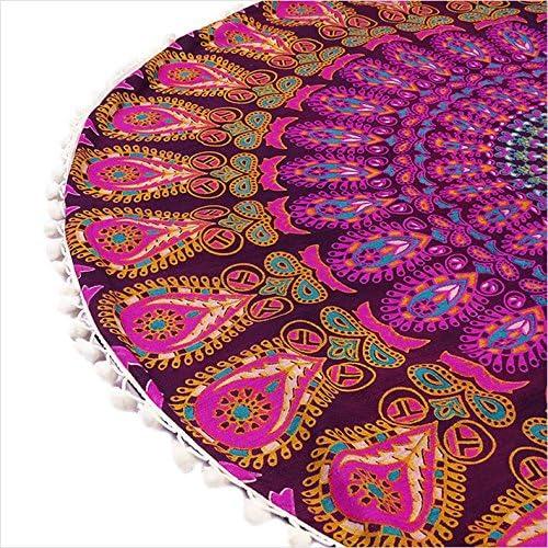 Funda de Cojín Redondo Bohemio Mandala Morado 81 cm