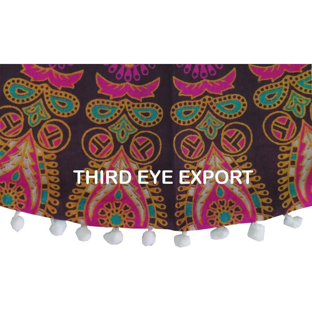 Funda de Cojín Redondo Bohemio Mandala Morado 81 cm