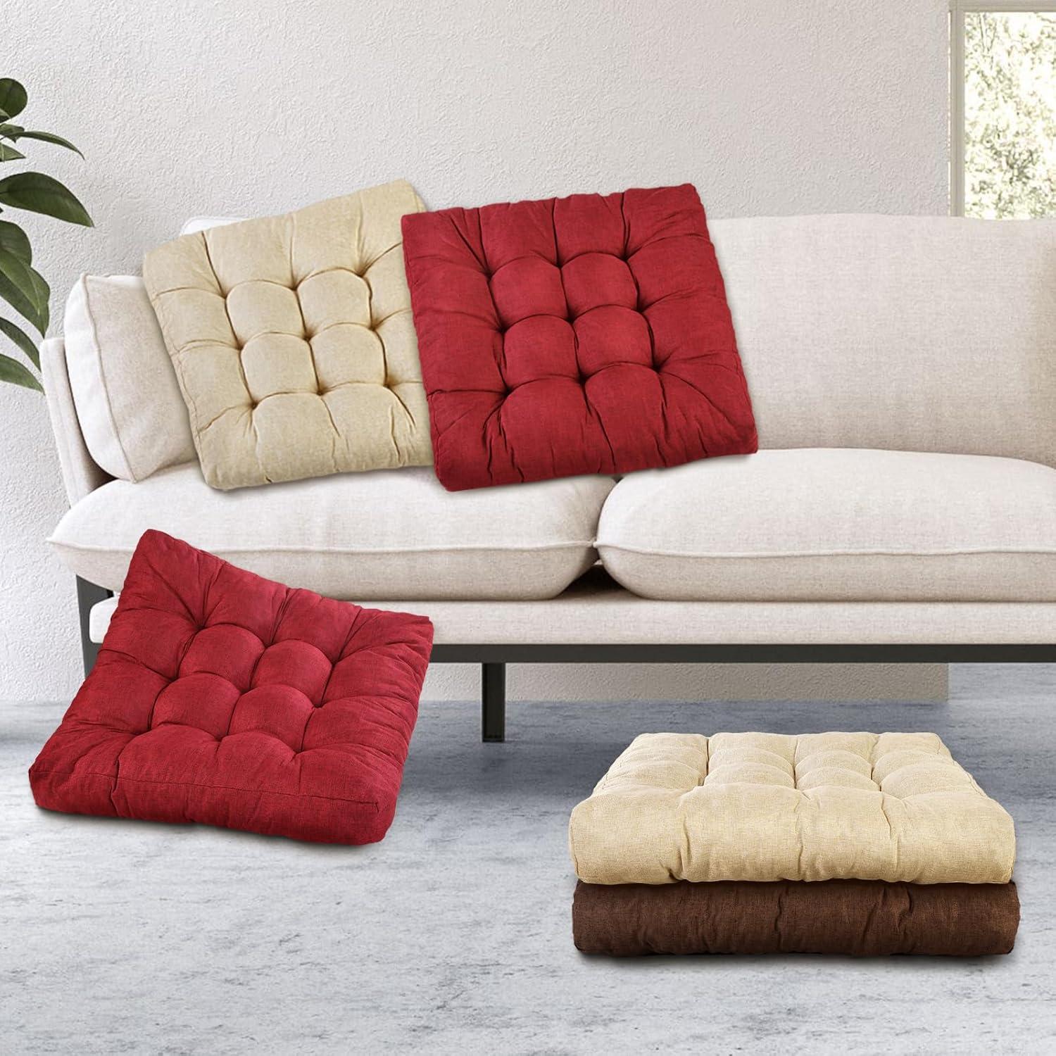 Cojín de Suelo LYLNBYWK Rojo Vino 56x56 cm Espuma de Memoria