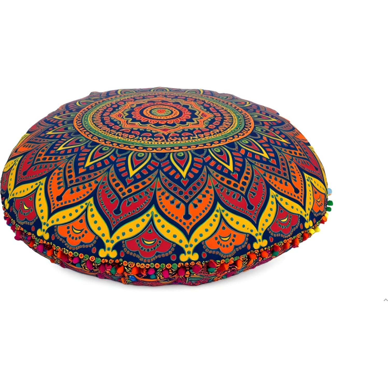 Funda de Almohada de Suelo Mandala 81 cm Algodón Azul Multi