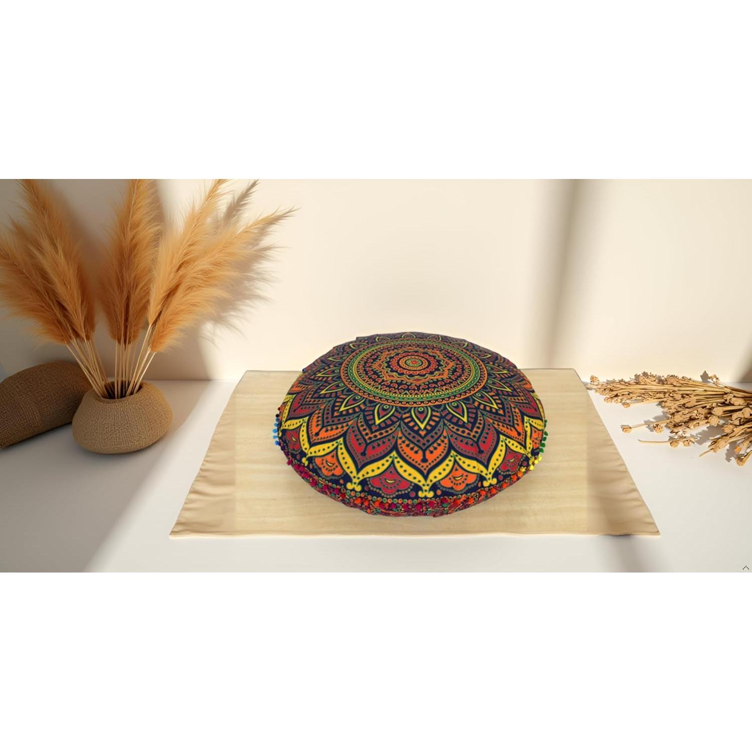 Funda de Almohada de Suelo Mandala 81 cm Algodón Azul Multi