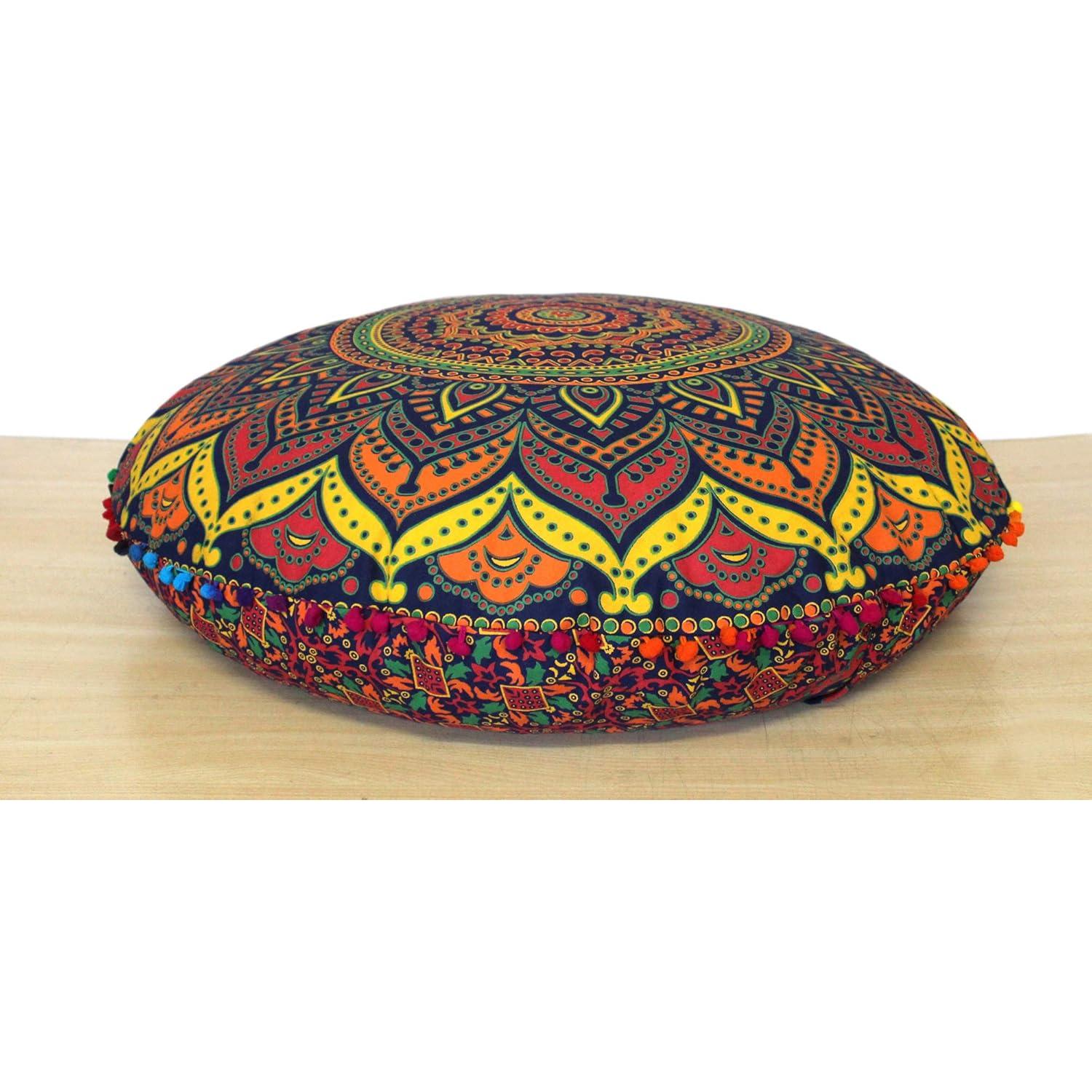 Funda de Almohada de Suelo Mandala 81 cm Algodón Azul Multi