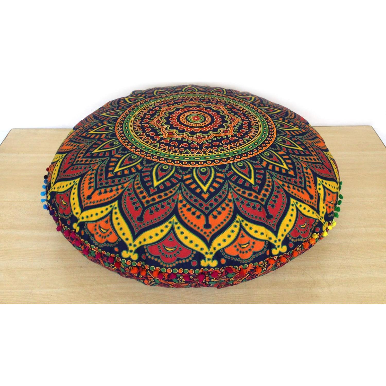 Funda de Almohada de Suelo Mandala 81 cm Algodón Azul Multi