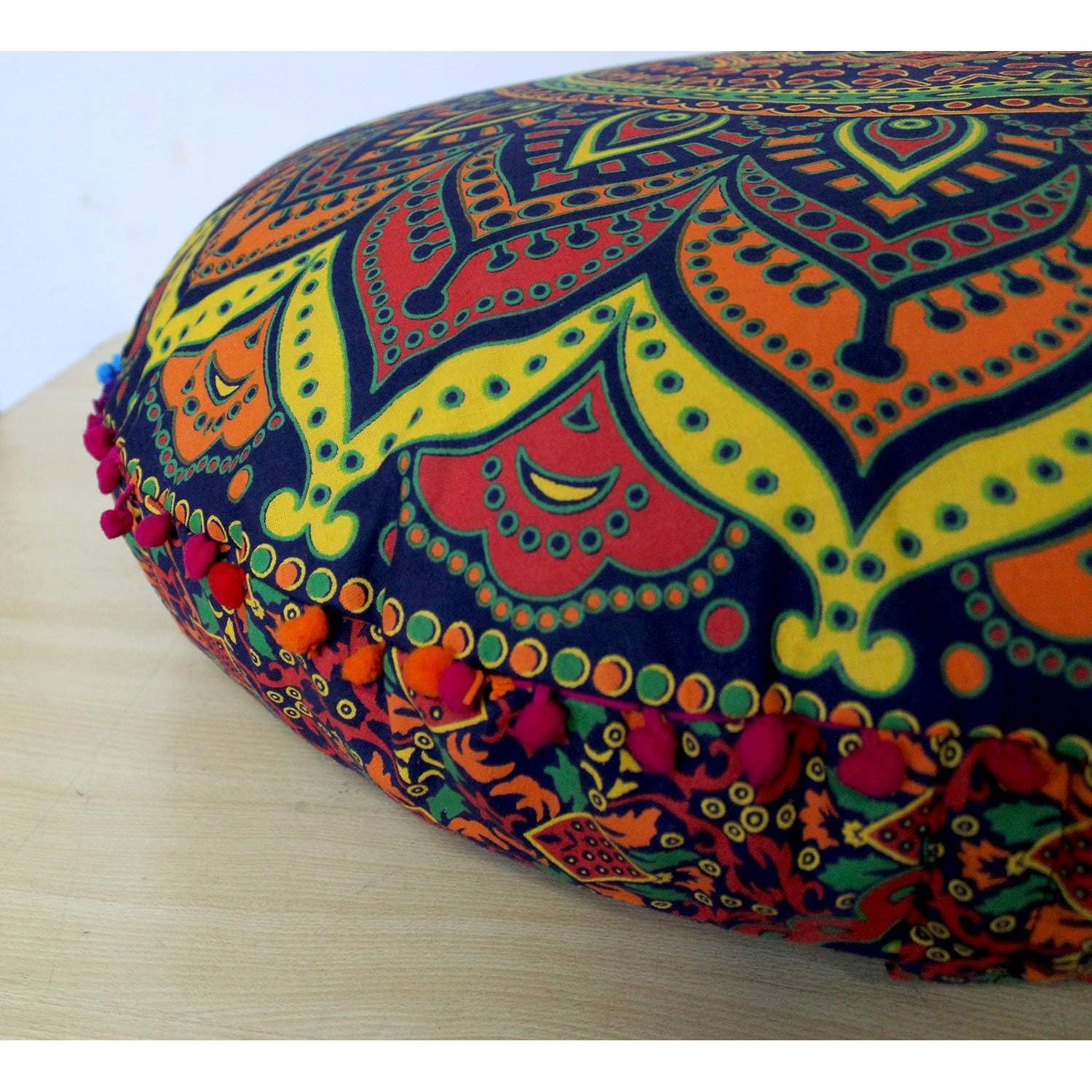 Funda de Almohada de Suelo Mandala 81 cm Algodón Azul Multi