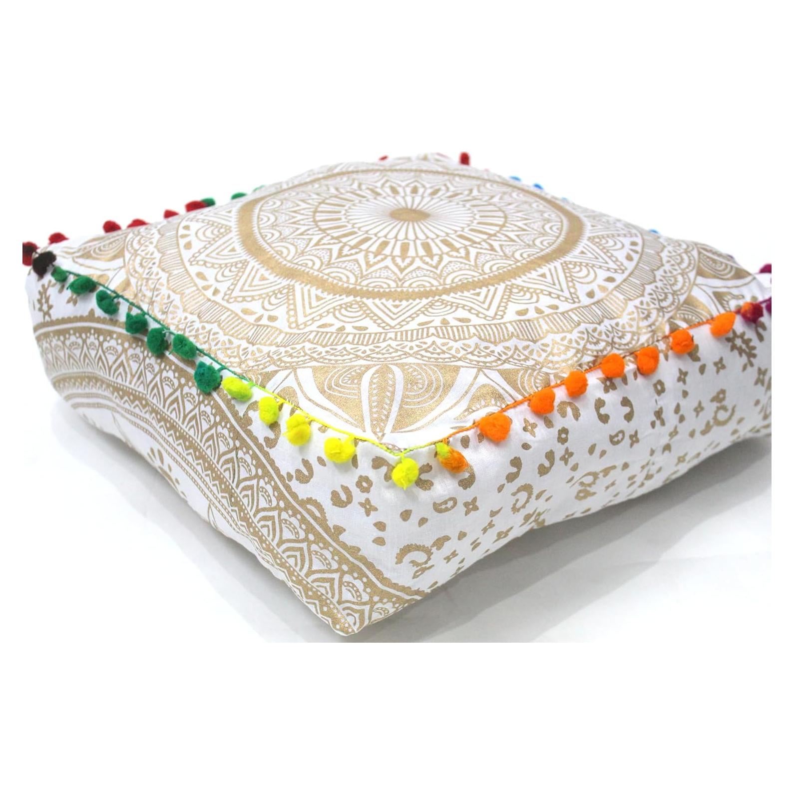 Cojín de Piso Cuadrado CRAFT KALA Oro 40x40 cm Bohemio