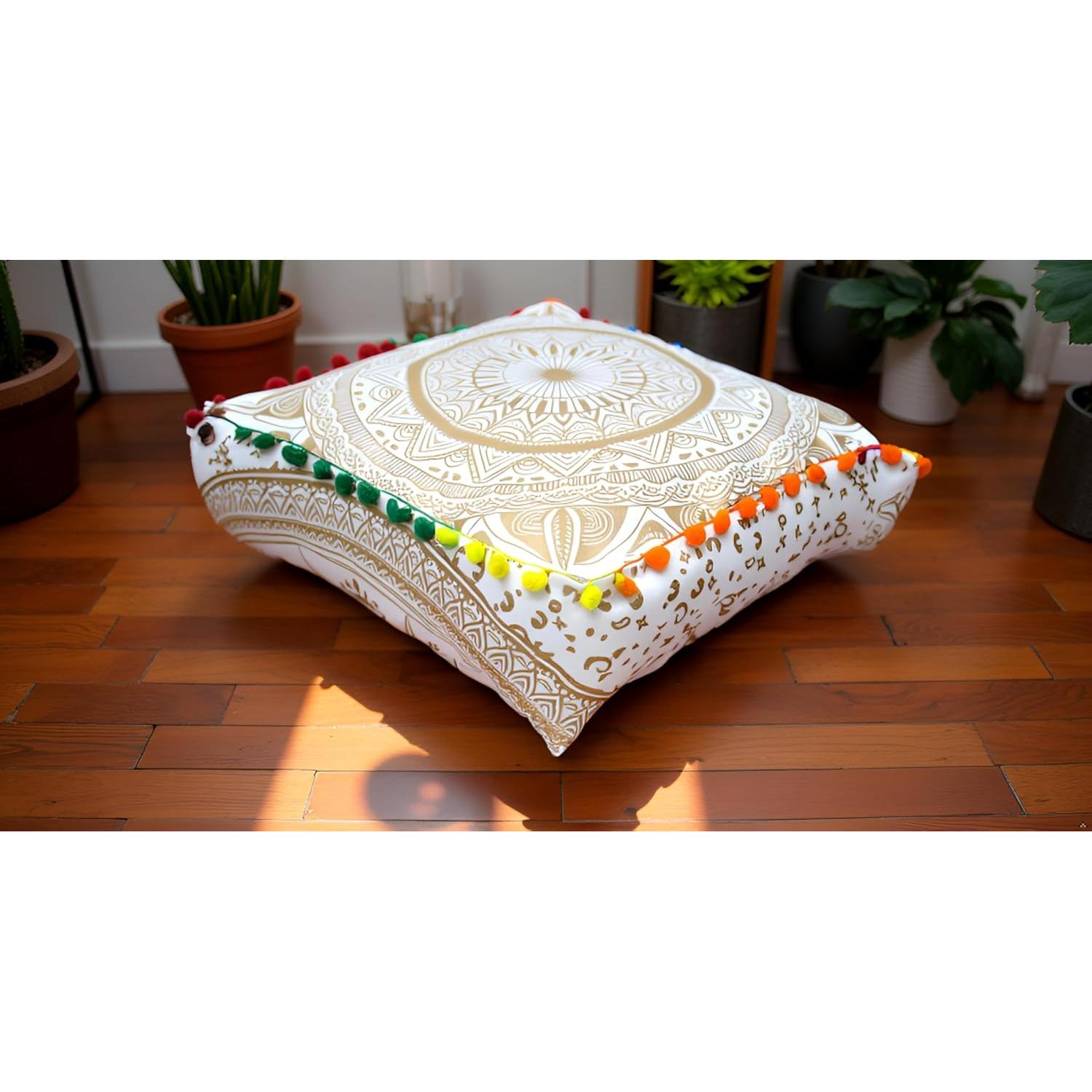 Cojín de Piso Cuadrado CRAFT KALA Oro 40x40 cm Bohemio