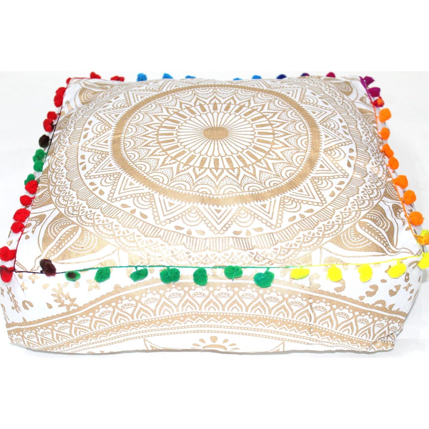 Cojín de Piso Cuadrado CRAFT KALA Oro 40x40 cm Bohemio