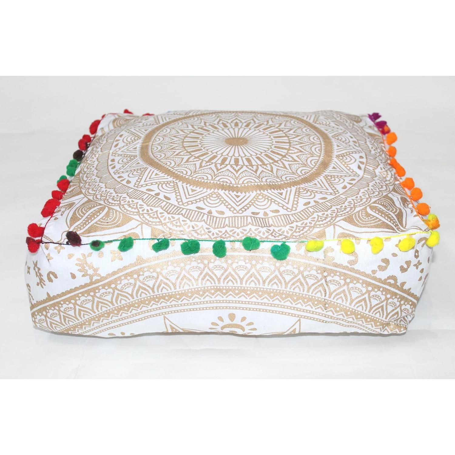 Cojín de Piso Cuadrado CRAFT KALA Oro 40x40 cm Bohemio