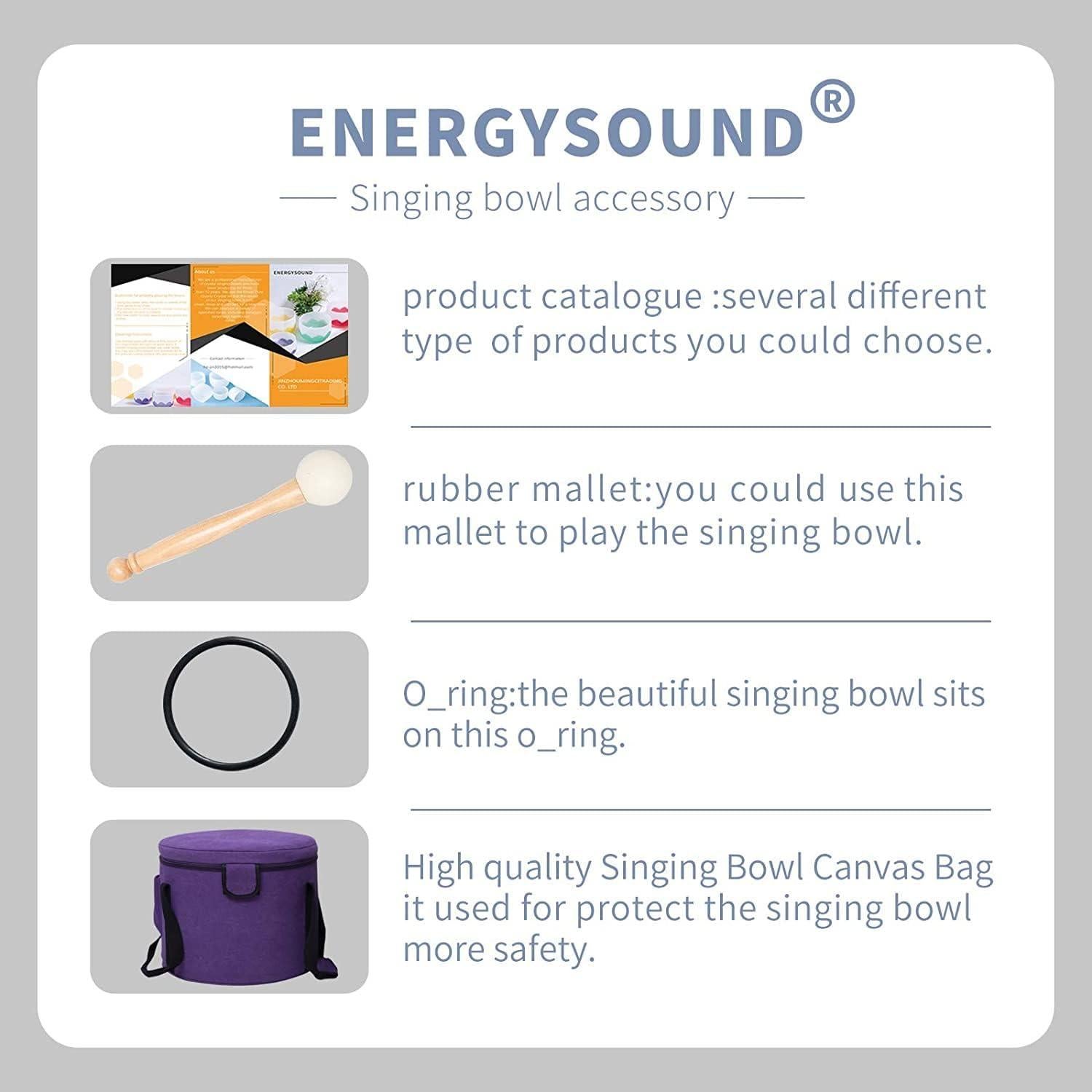 Bowl de Canto de Cuarzo Energysound 20.32 cm Púrpura 432Hz con Funda