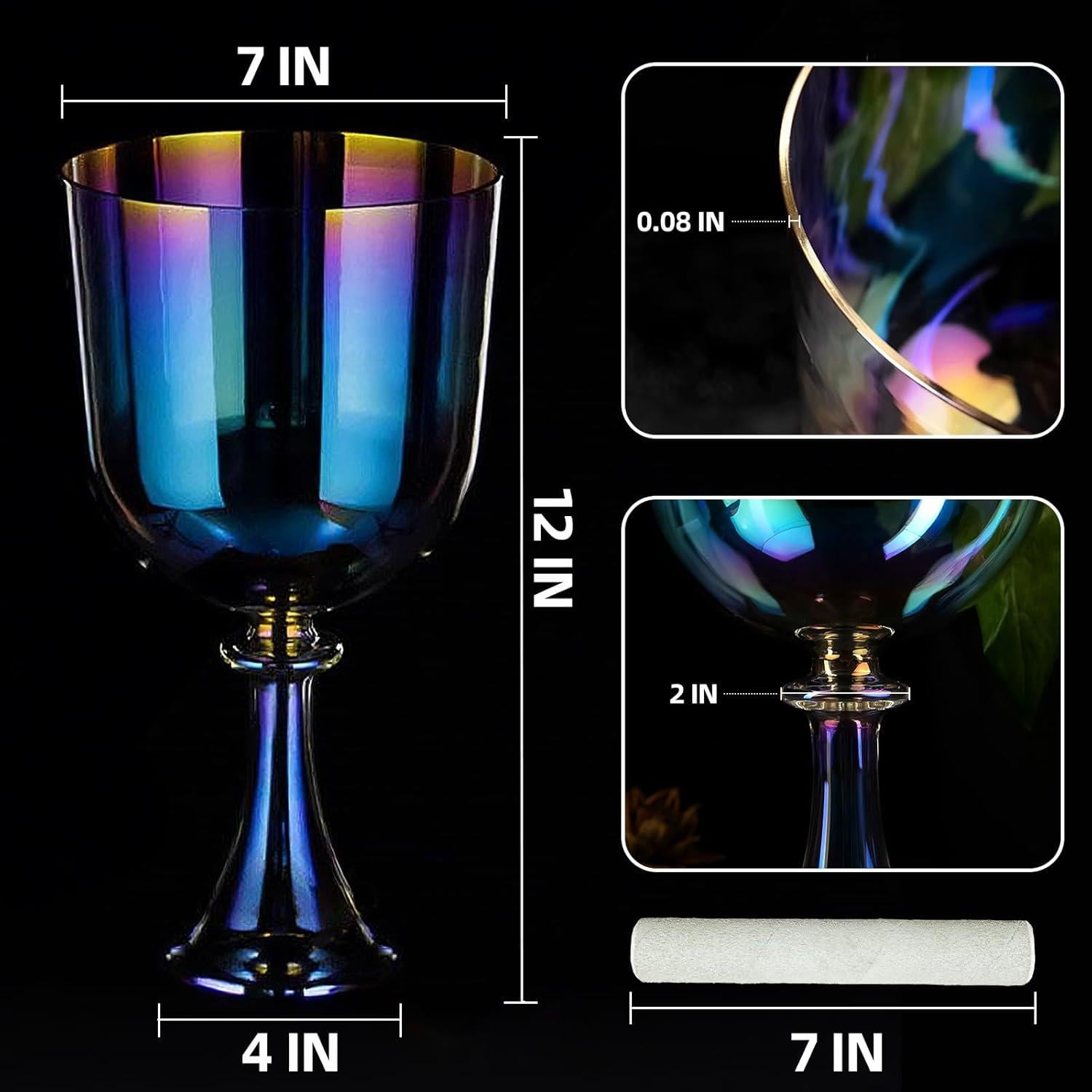 Cuenco de Canto de Cuarzo 440Hz YueChun con Martillo y Mochila