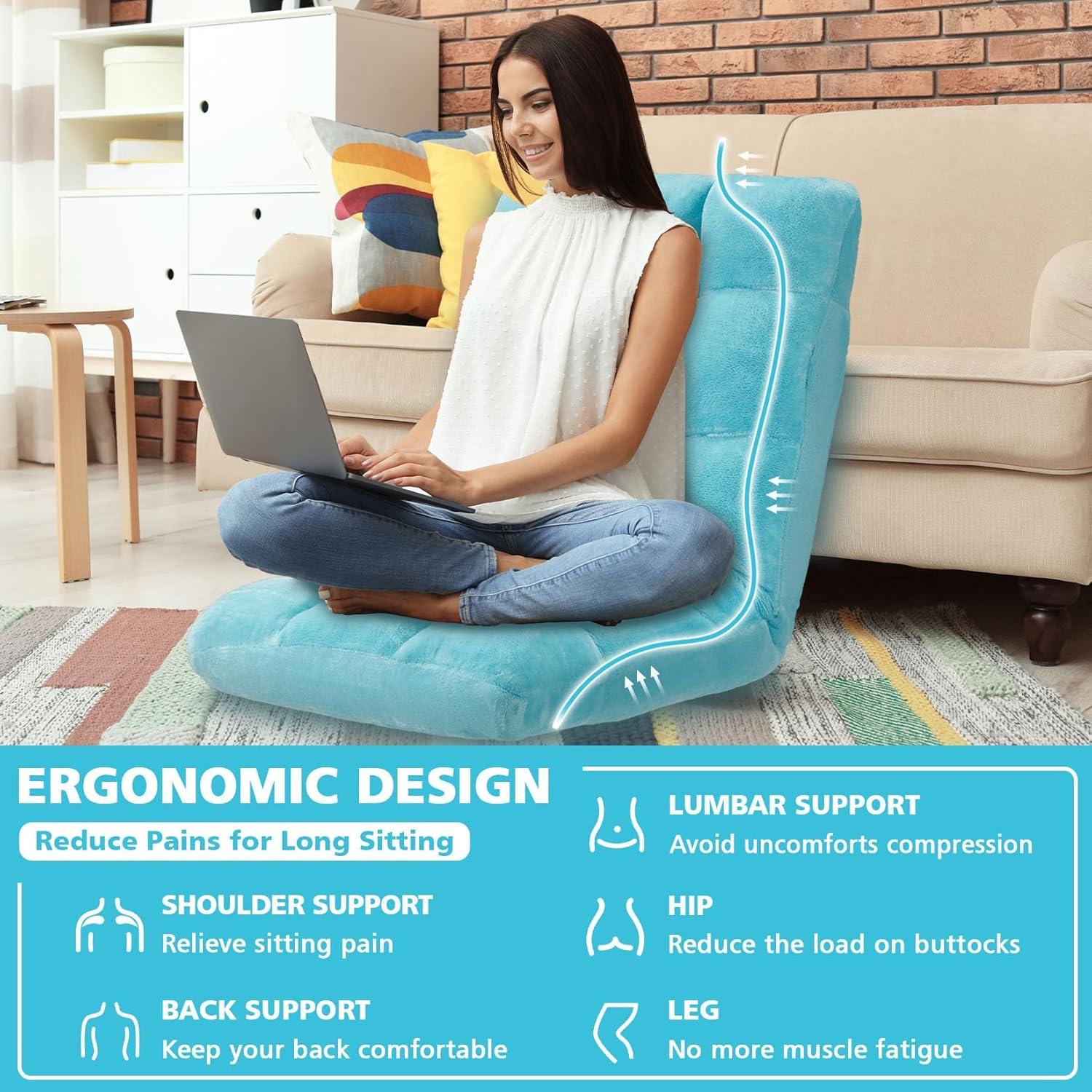 Silla de Suelo Plegable ACIPENSER Charles 14 Posiciones Azul