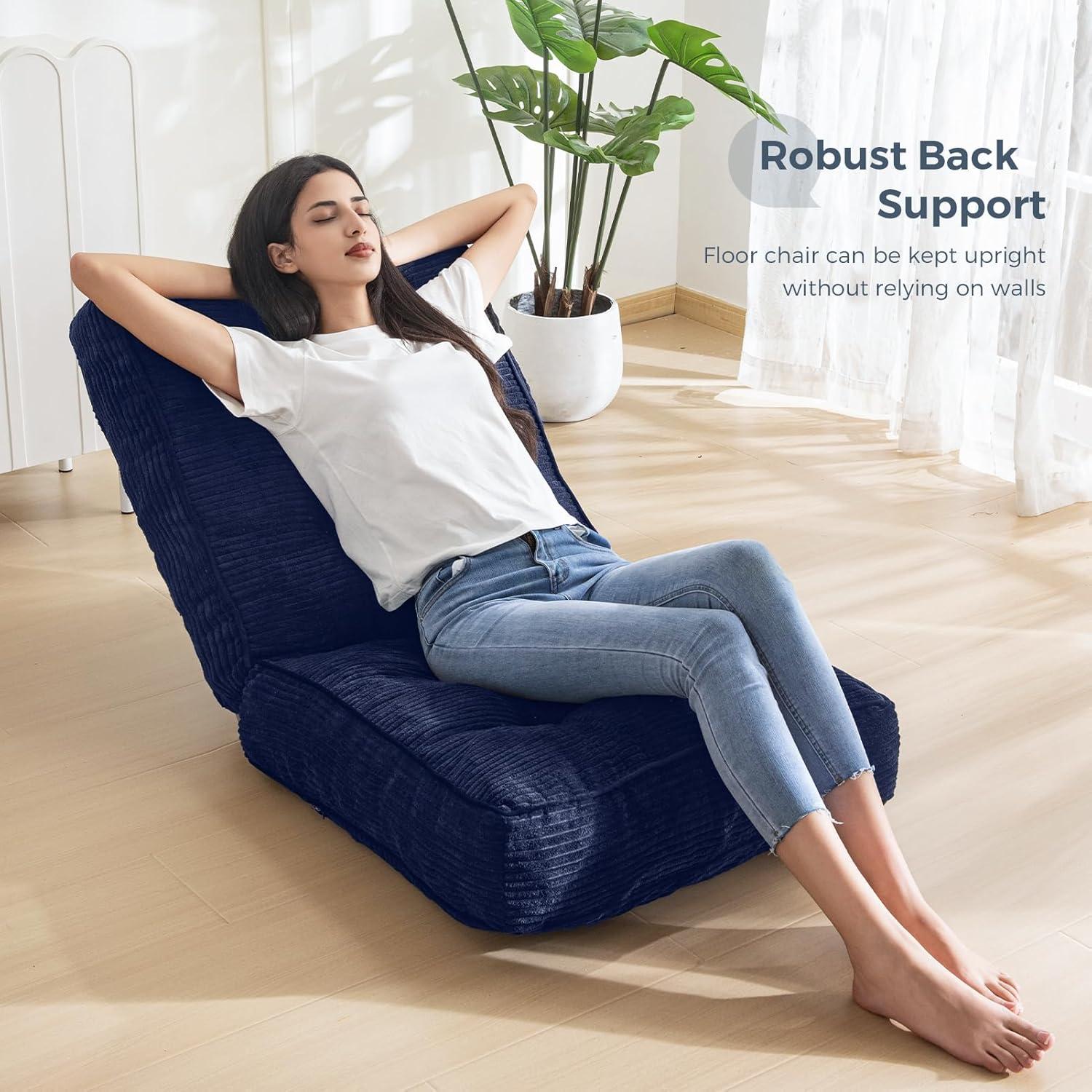 Silla de Suelo Ajustable MAXYOYO Azul Marino con Cojín Acolchado