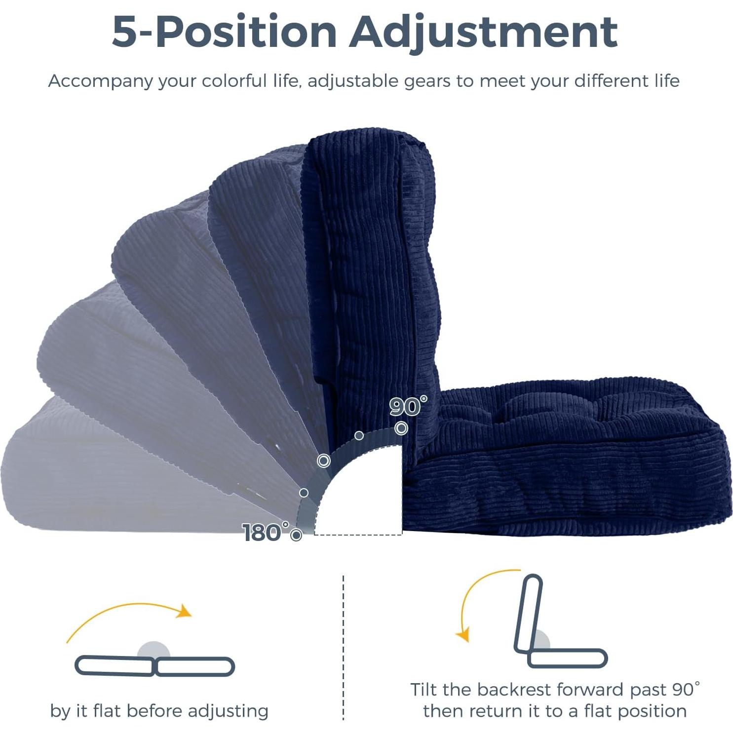 Silla de Suelo Ajustable MAXYOYO Azul Marino con Cojín Acolchado