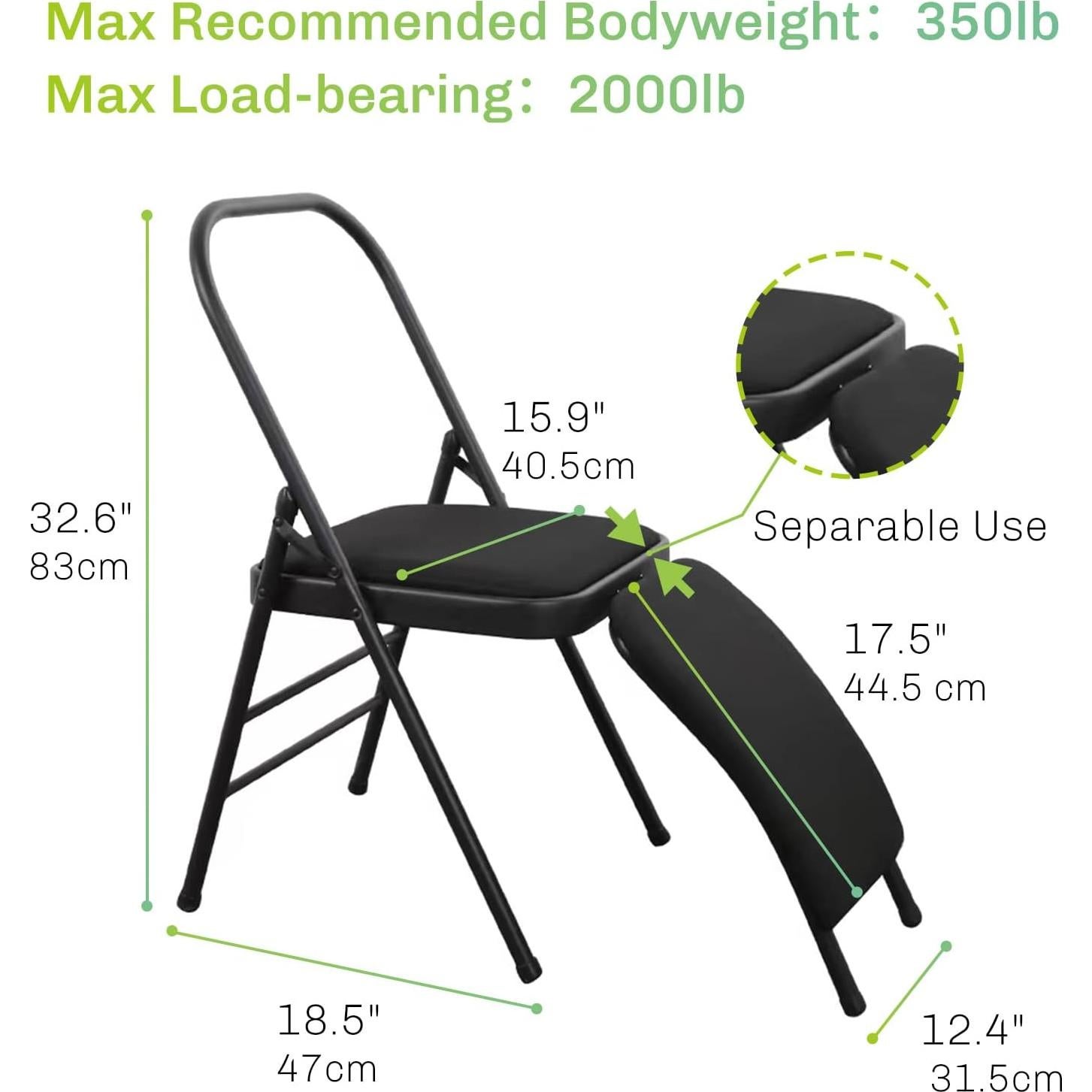 Silla de Yoga Plegable CIGOCIVI con Soporte Lumbar Negro