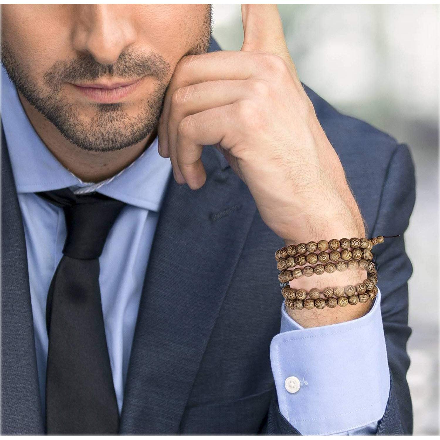 Pulseras de Cadena de Madera K&Q 9 Pcs 108 Cuentas Hechas a Mano