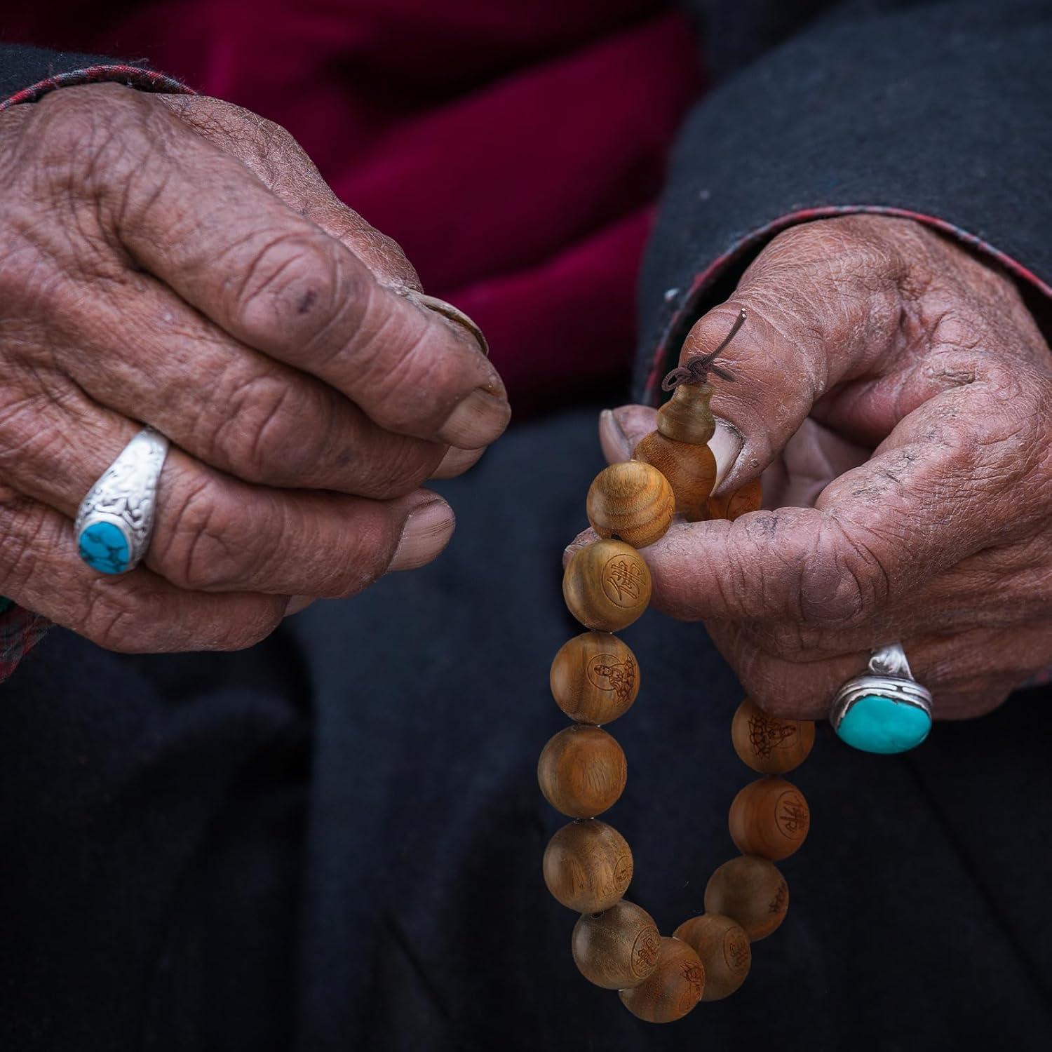 Juego de 2 Pulseras de Sándalo Verde Budista 15mm Landical