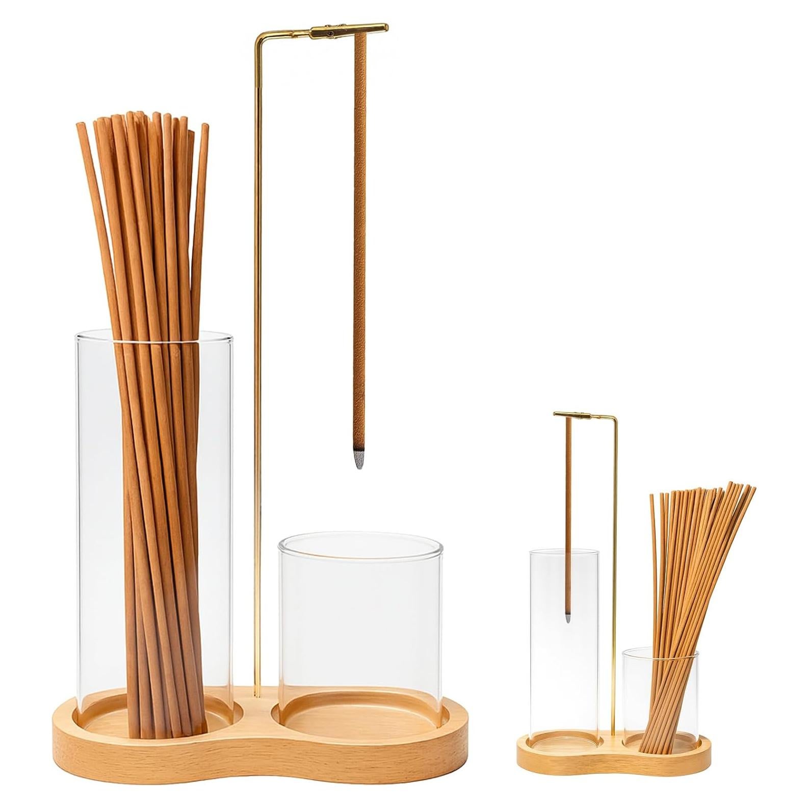 Soporte de Incienso JUGGPENG de Madera y Vidrio, Anticeniza