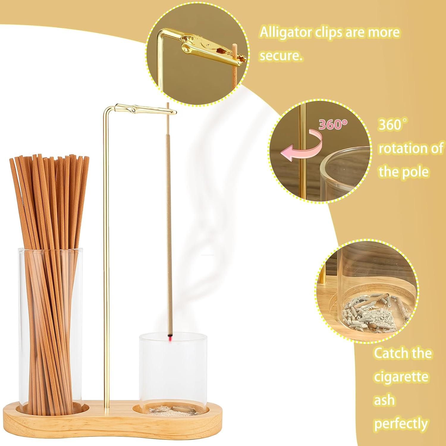 Soporte de Incienso JUGGPENG de Madera y Vidrio, Anticeniza