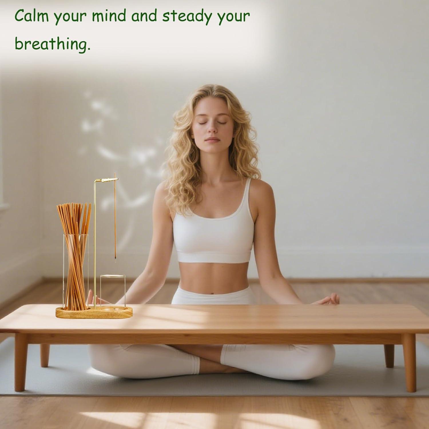 Soporte de Incienso JUGGPENG de Madera y Vidrio, Anticeniza