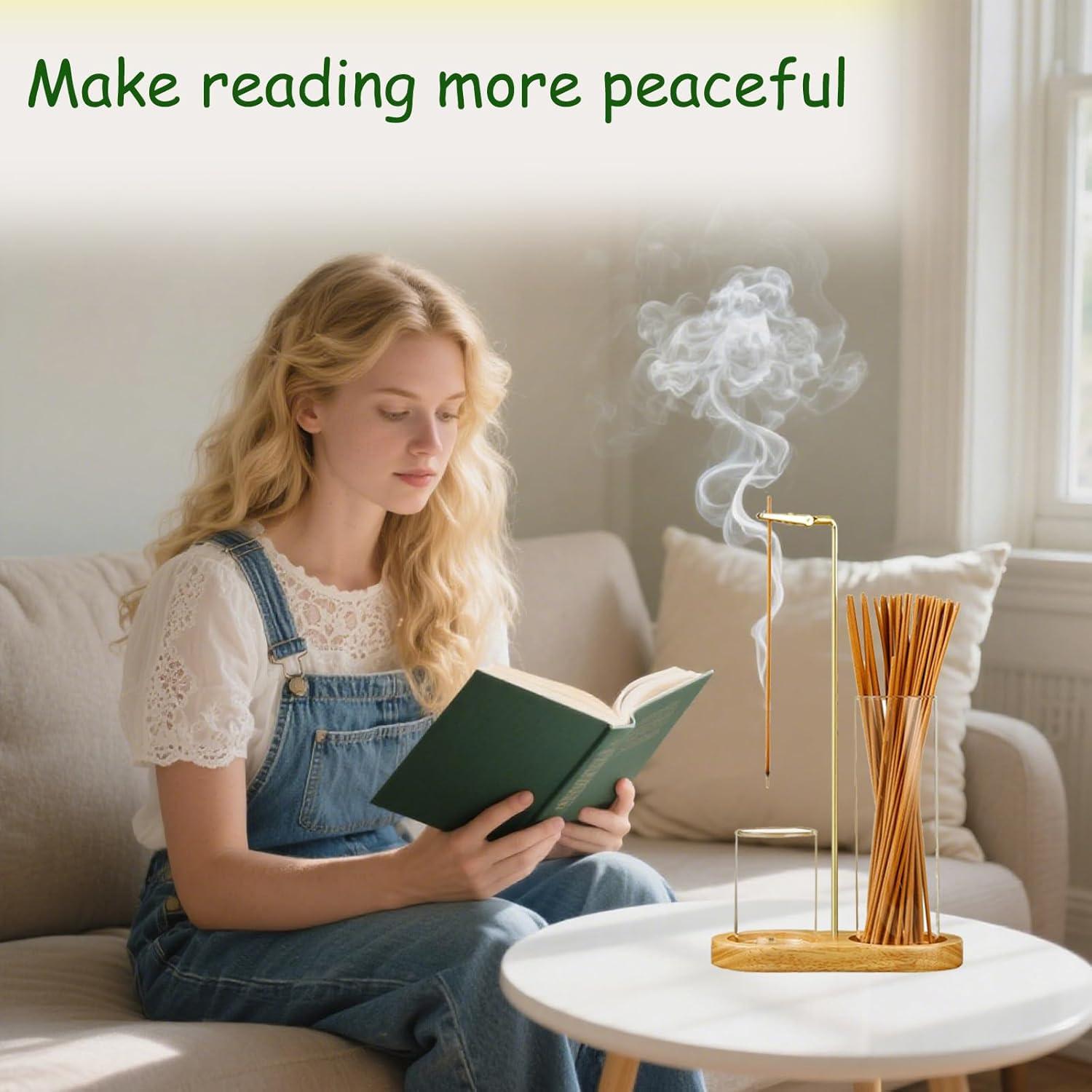 Soporte de Incienso JUGGPENG de Madera y Vidrio, Anticeniza