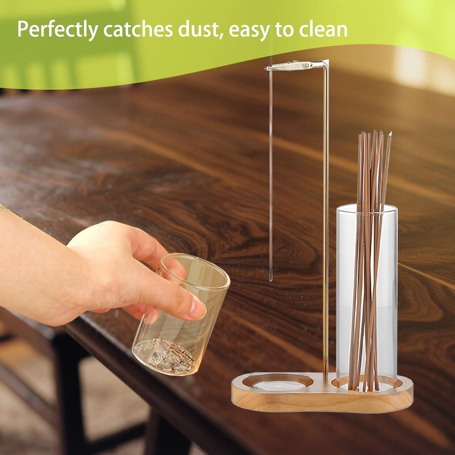 Soporte de Incienso JUGGPENG de Madera y Vidrio, Anticeniza