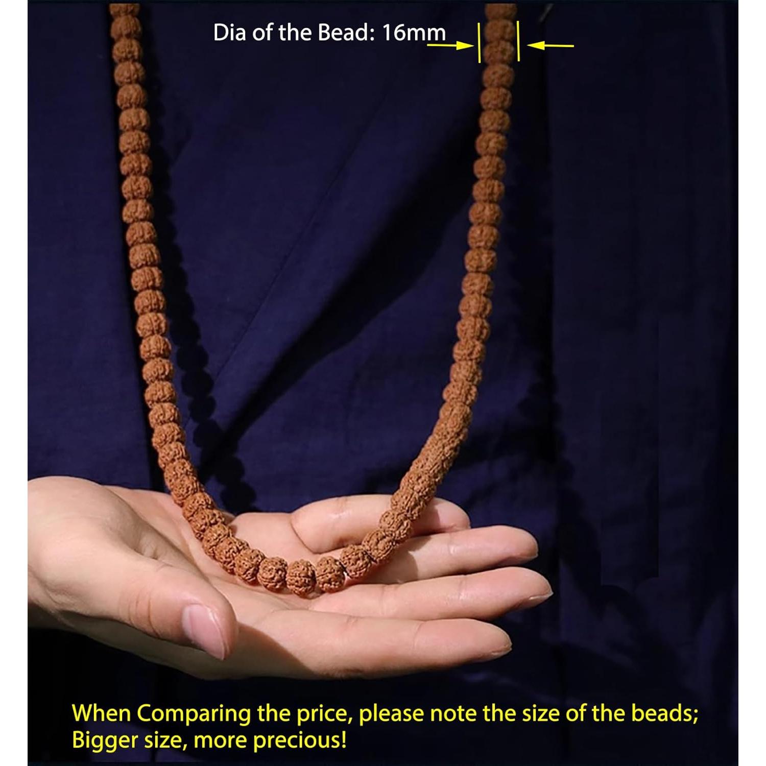 Collar de Oración Rudraksha 16mm 108 Cuentas Hyoquilex