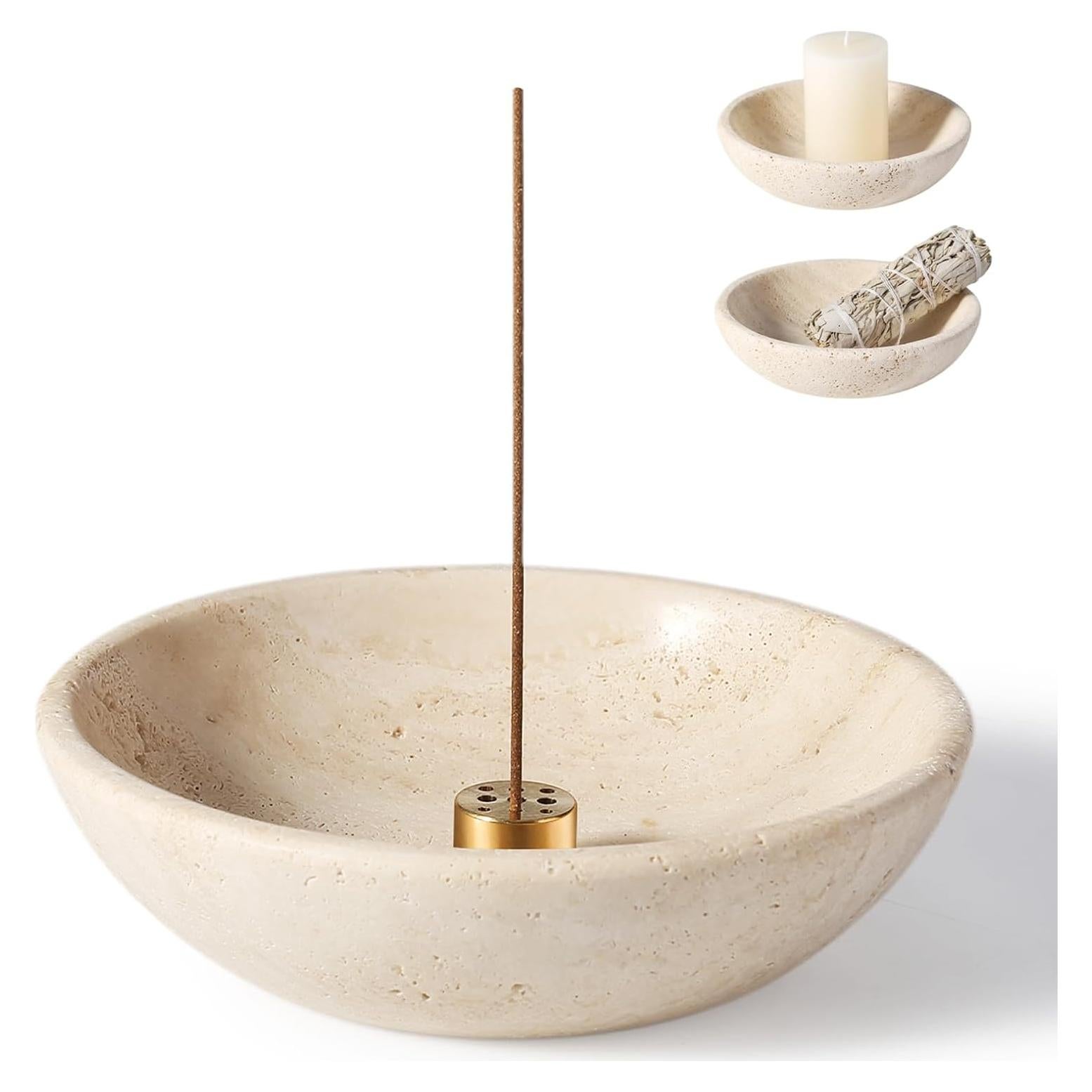 Soporte de Incienso de Mármol Natural Koville 15 cm Redondo