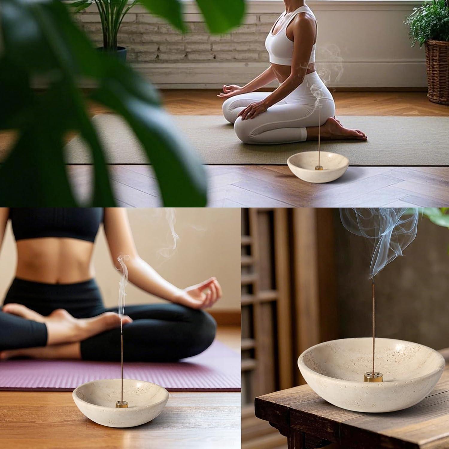 Soporte de Incienso de Mármol Natural Koville 15 cm Redondo