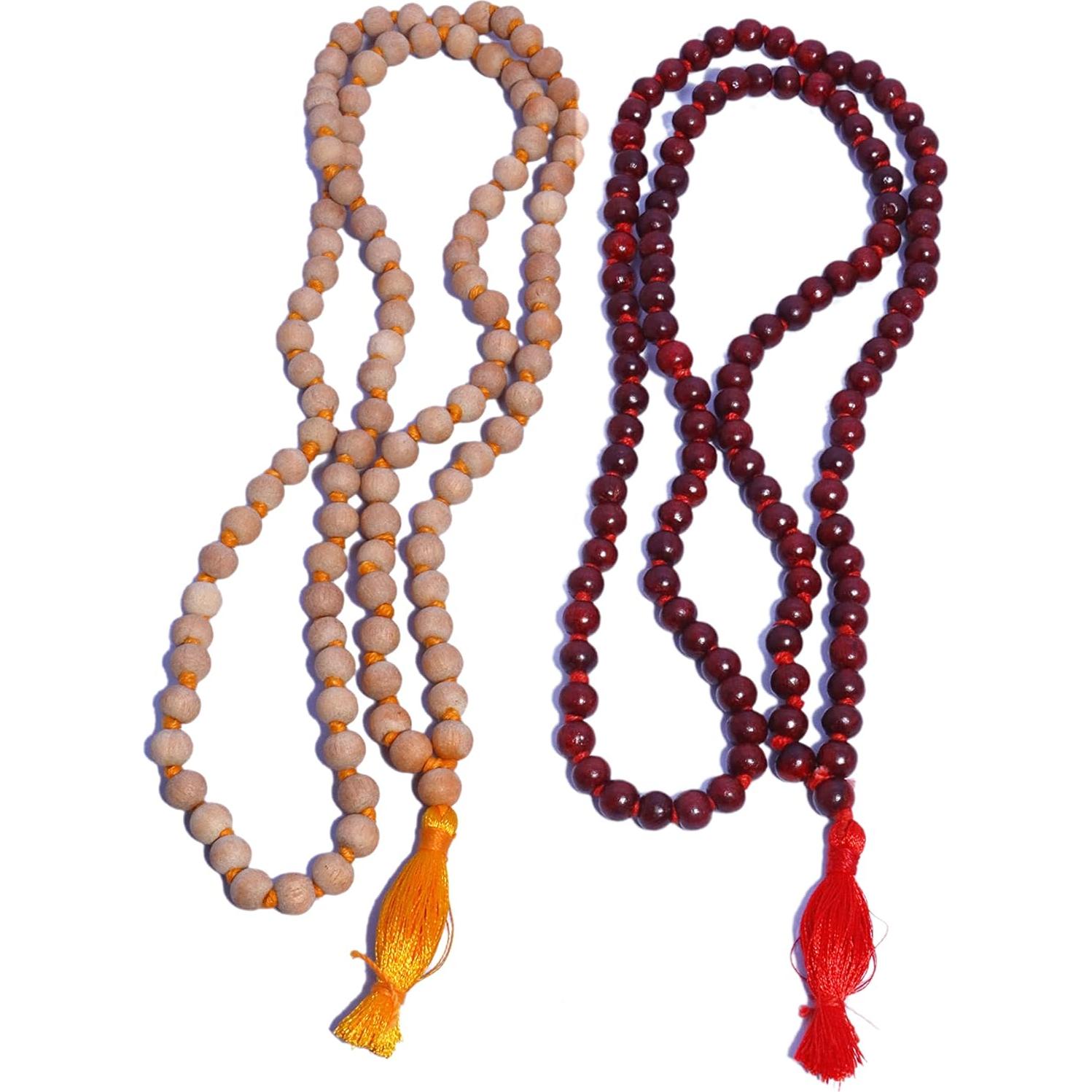 Mala de Oración de Madera de Tulsi y Rosa AYUSHYA HEALTH 108 Cuentas