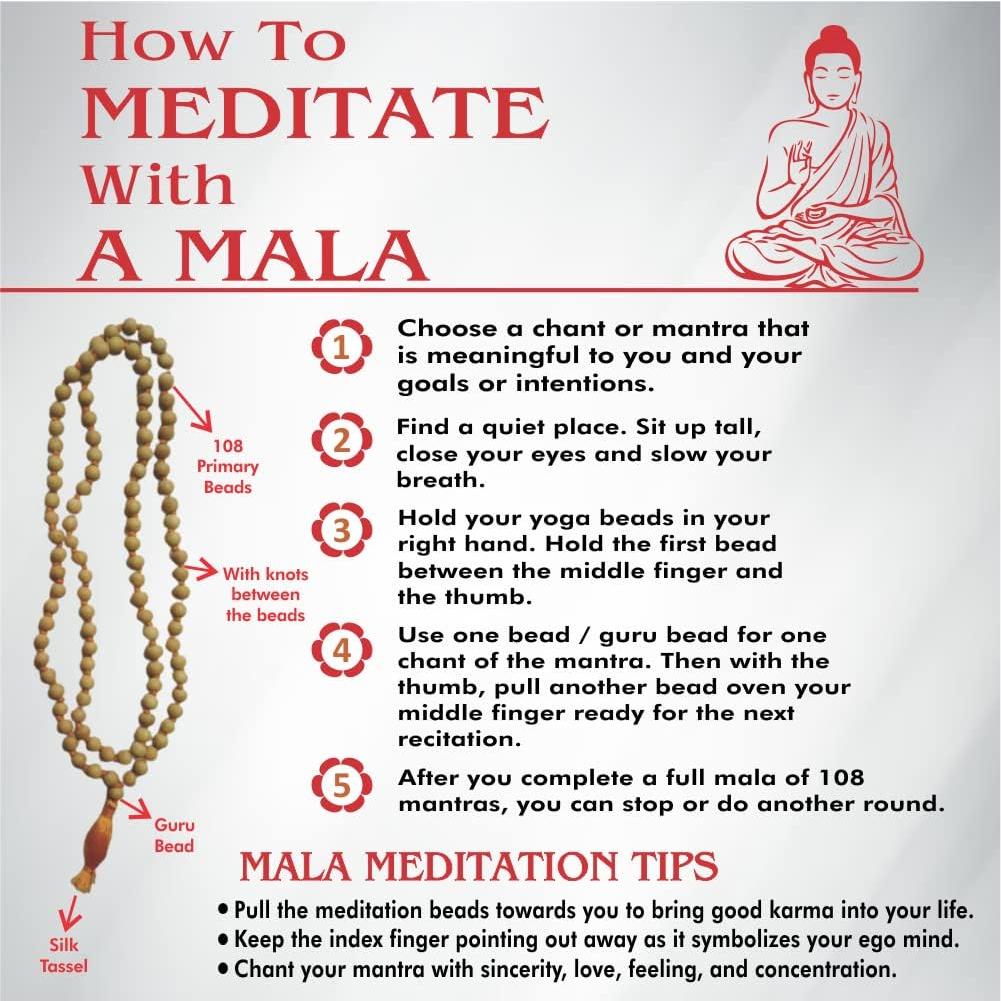 Mala de Oración de Madera de Tulsi y Rosa AYUSHYA HEALTH 108 Cuentas