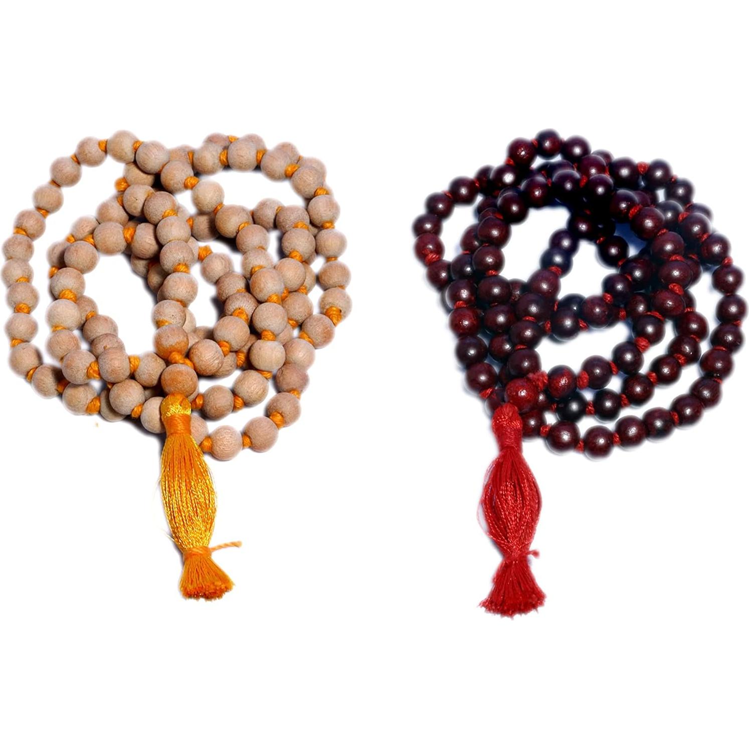 Mala de Oración de Madera de Tulsi y Rosa AYUSHYA HEALTH 108 Cuentas