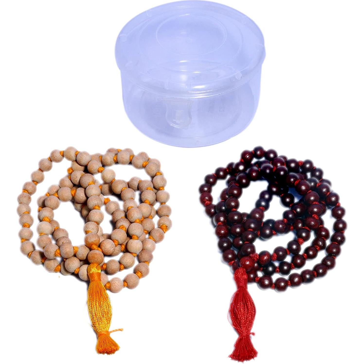 Mala de Oración de Madera de Tulsi y Rosa AYUSHYA HEALTH 108 Cuentas