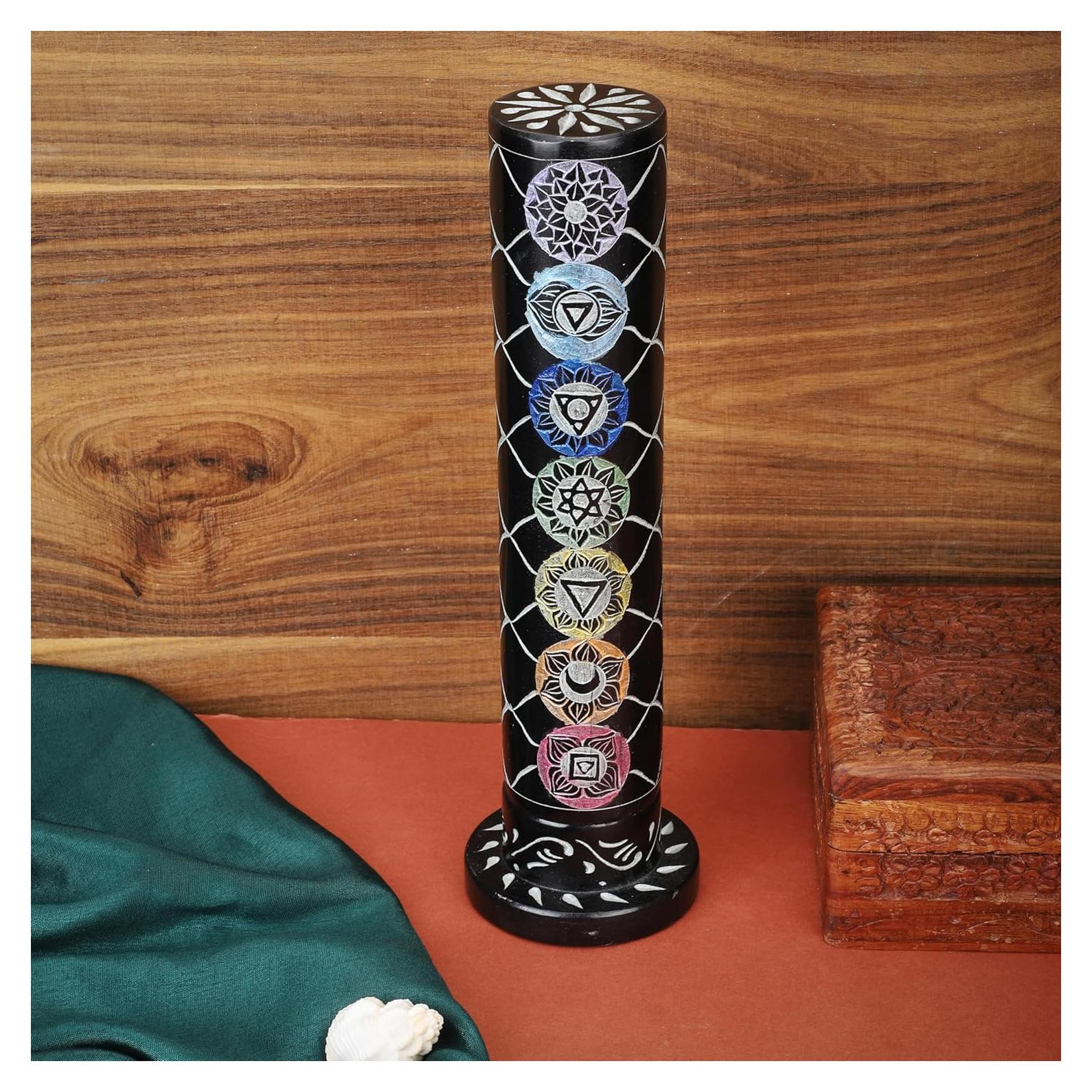 Quemador de Incienso Torre de Mármol Negro Ajuny 26.67 cm