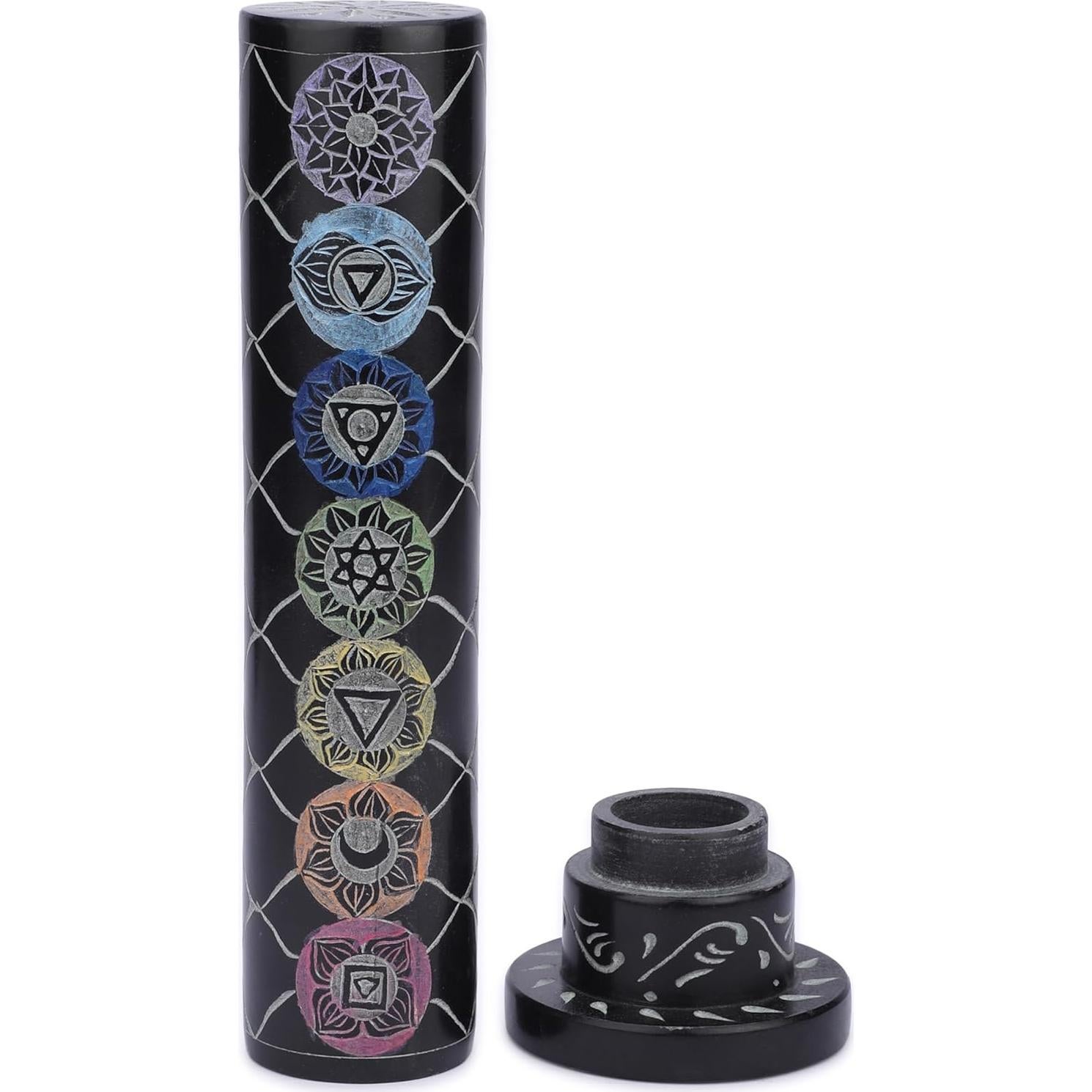 Quemador de Incienso Torre de Mármol Negro Ajuny 26.67 cm