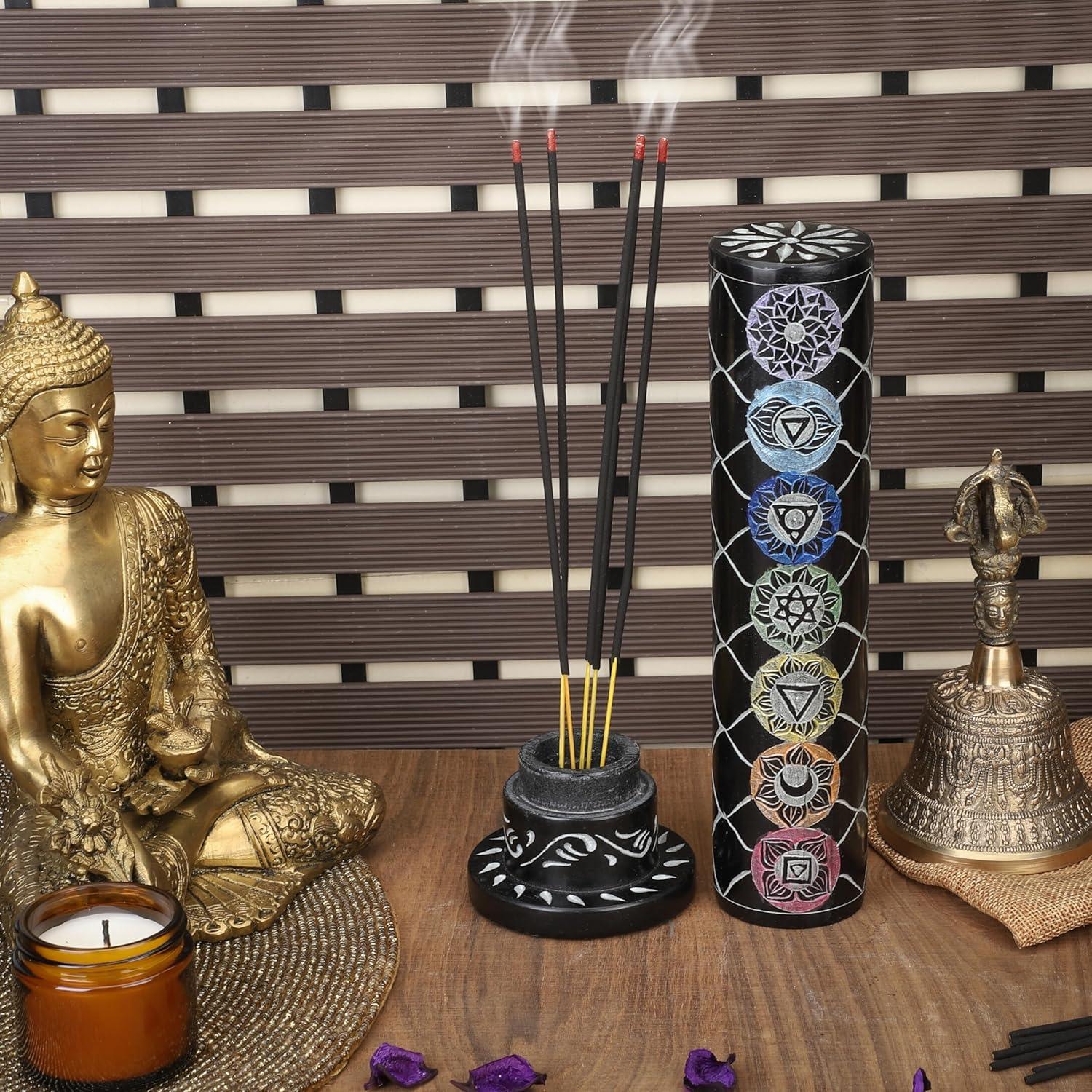 Quemador de Incienso Torre de Mármol Negro Ajuny 26.67 cm