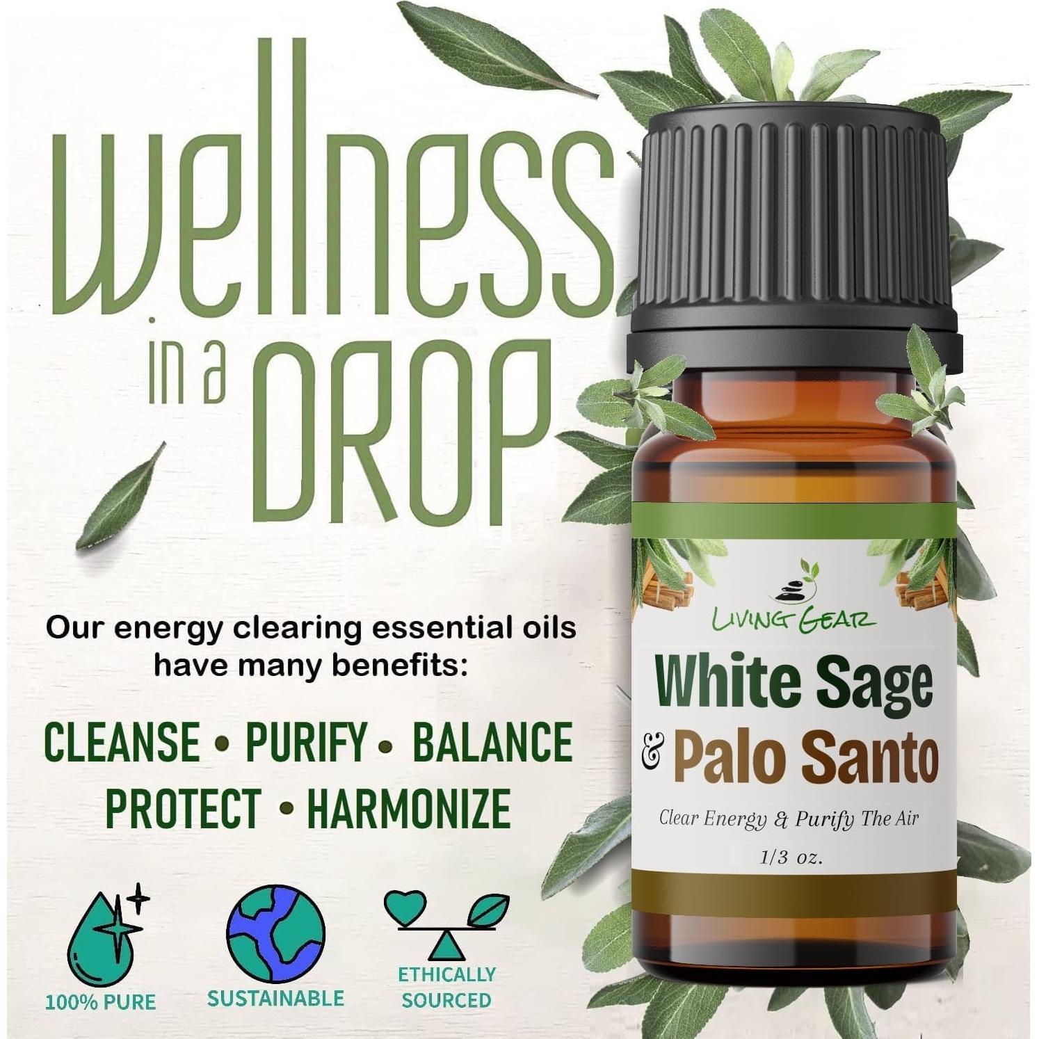 Aceite Esencial de Salvia Blanca y Palo Santo 10 ml - 100% Puro