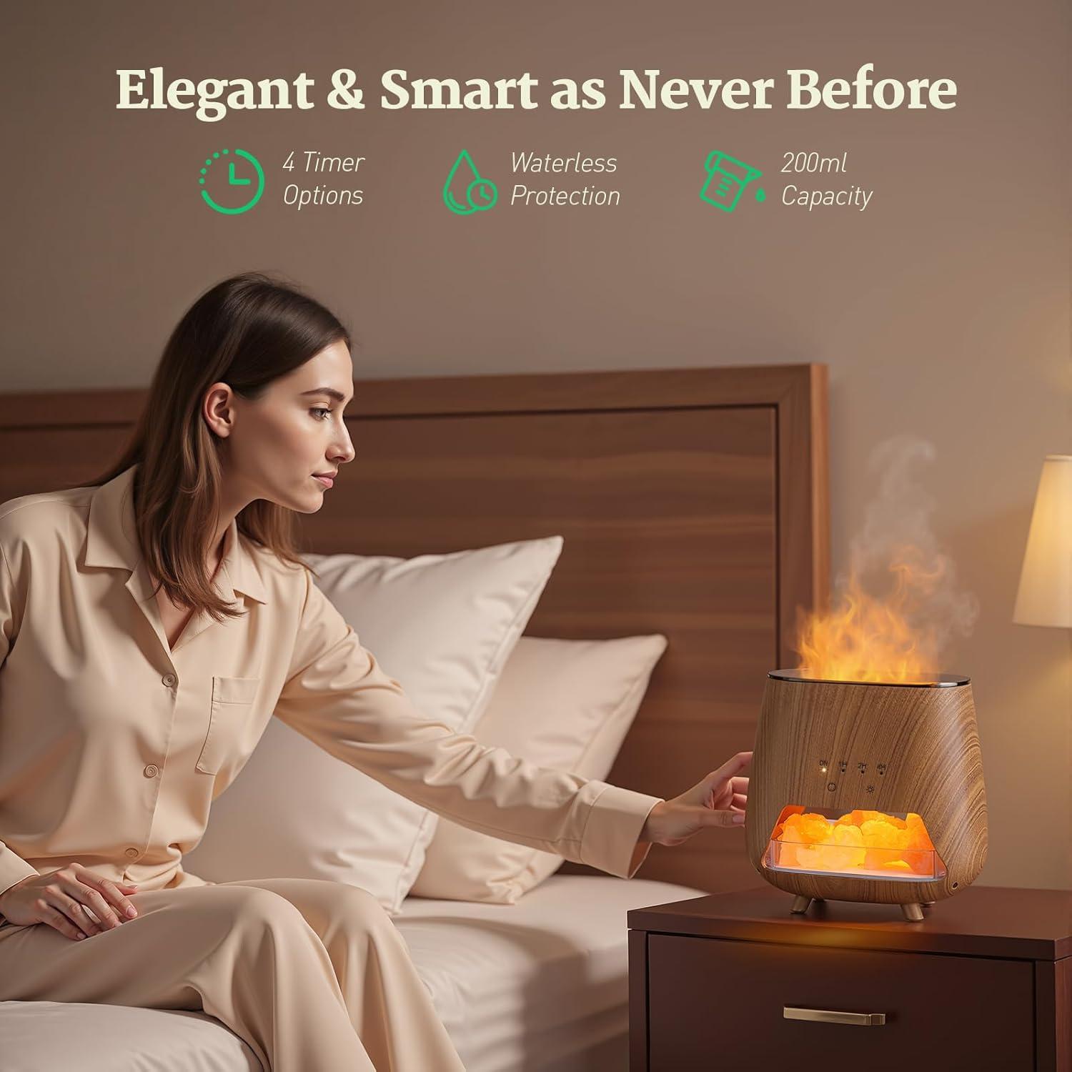 Difusor de Aceite Esencial JJNJJN 200ml con Sal del Himalaya