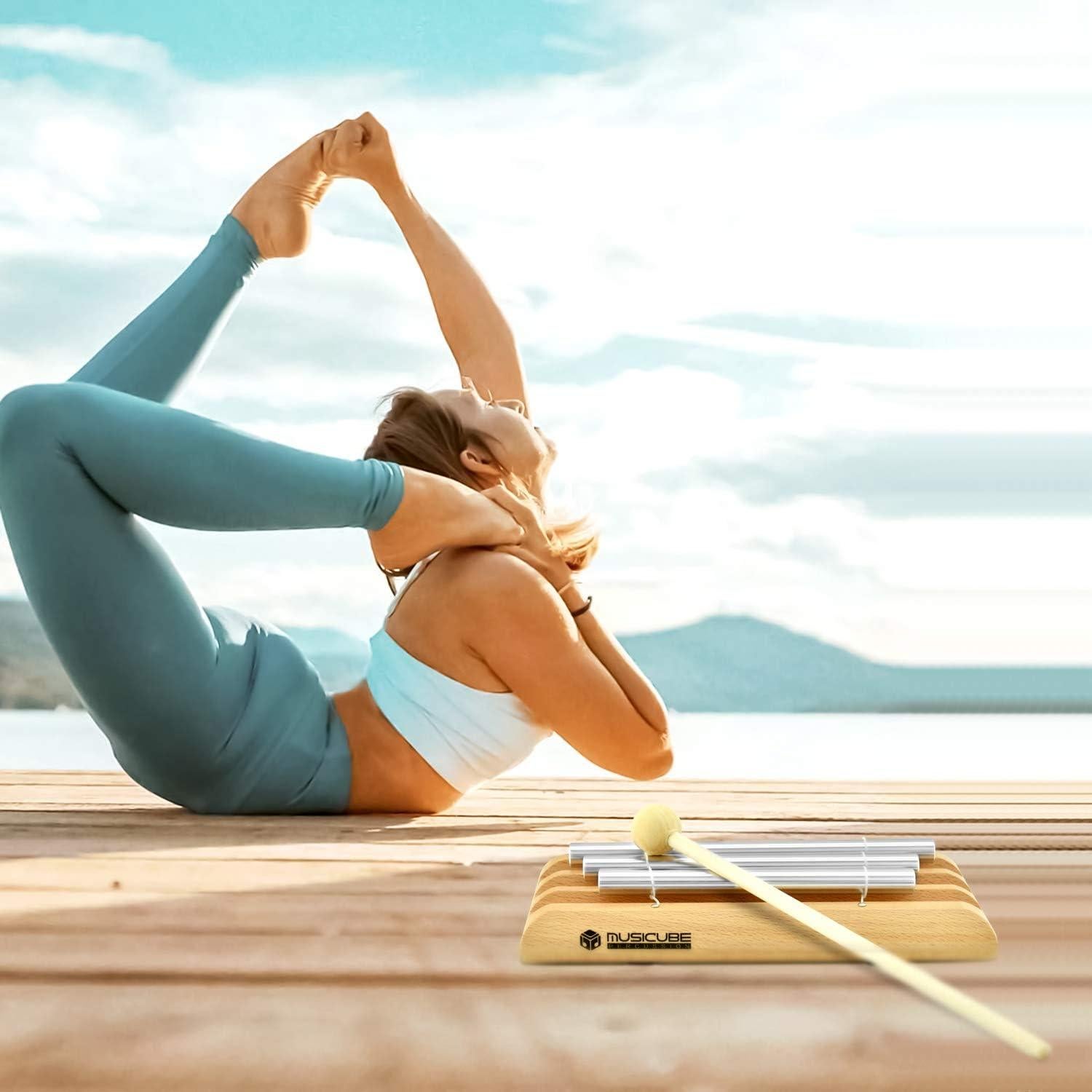 Campana de Meditación MUSICUBE 3 Tonos C-E-G Madera Ecológica