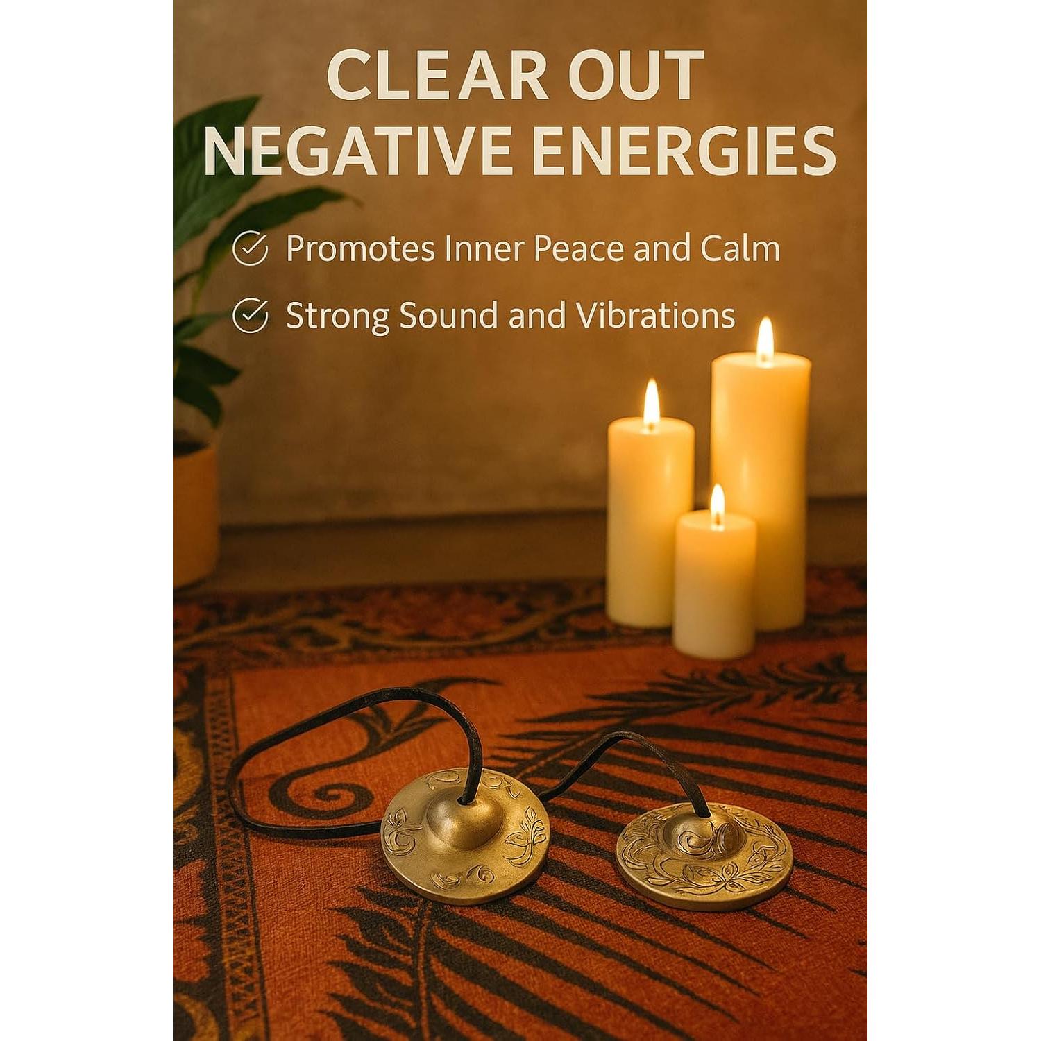 Campanas Tingsha Tipitaka de Bronce 6.5 cm para Meditación