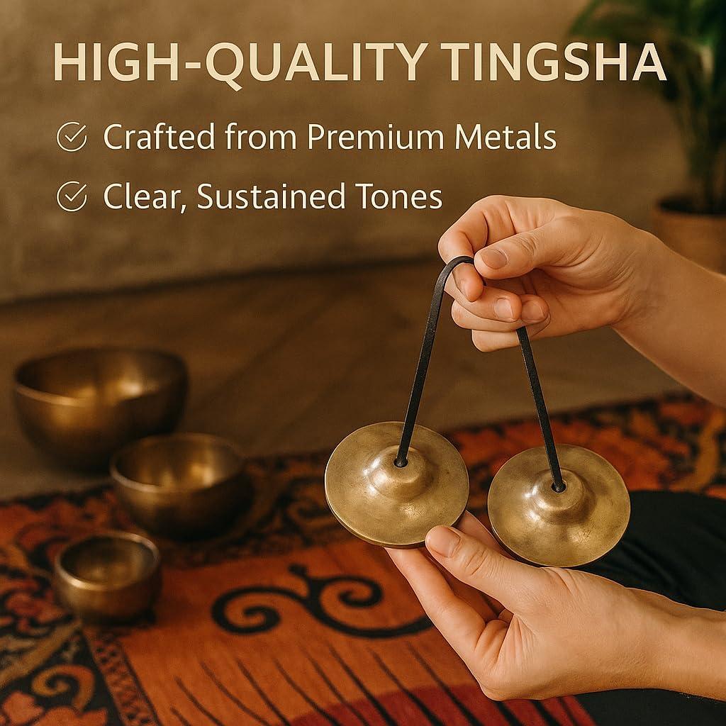 Campanas Tingsha Tipitaka de Bronce 6.5 cm para Meditación