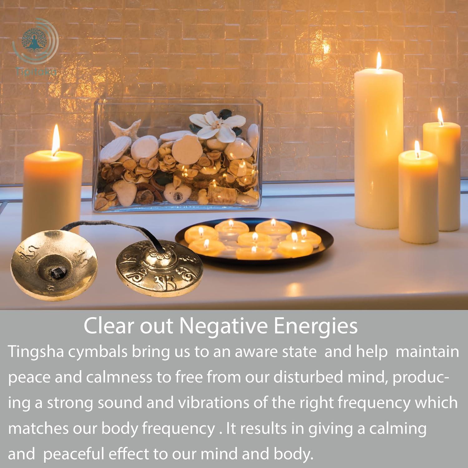 Campanas Tingsha Tipitaka de Bronce 6.5 cm para Meditación