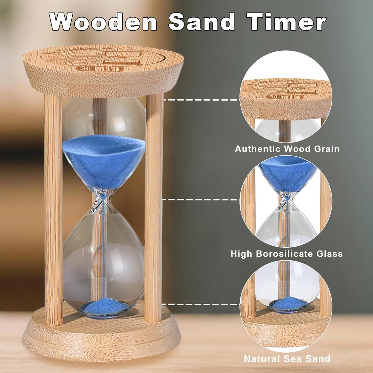 Reloj de Arena de Madera 5 Minutos YLTIMER Azul Decorativo