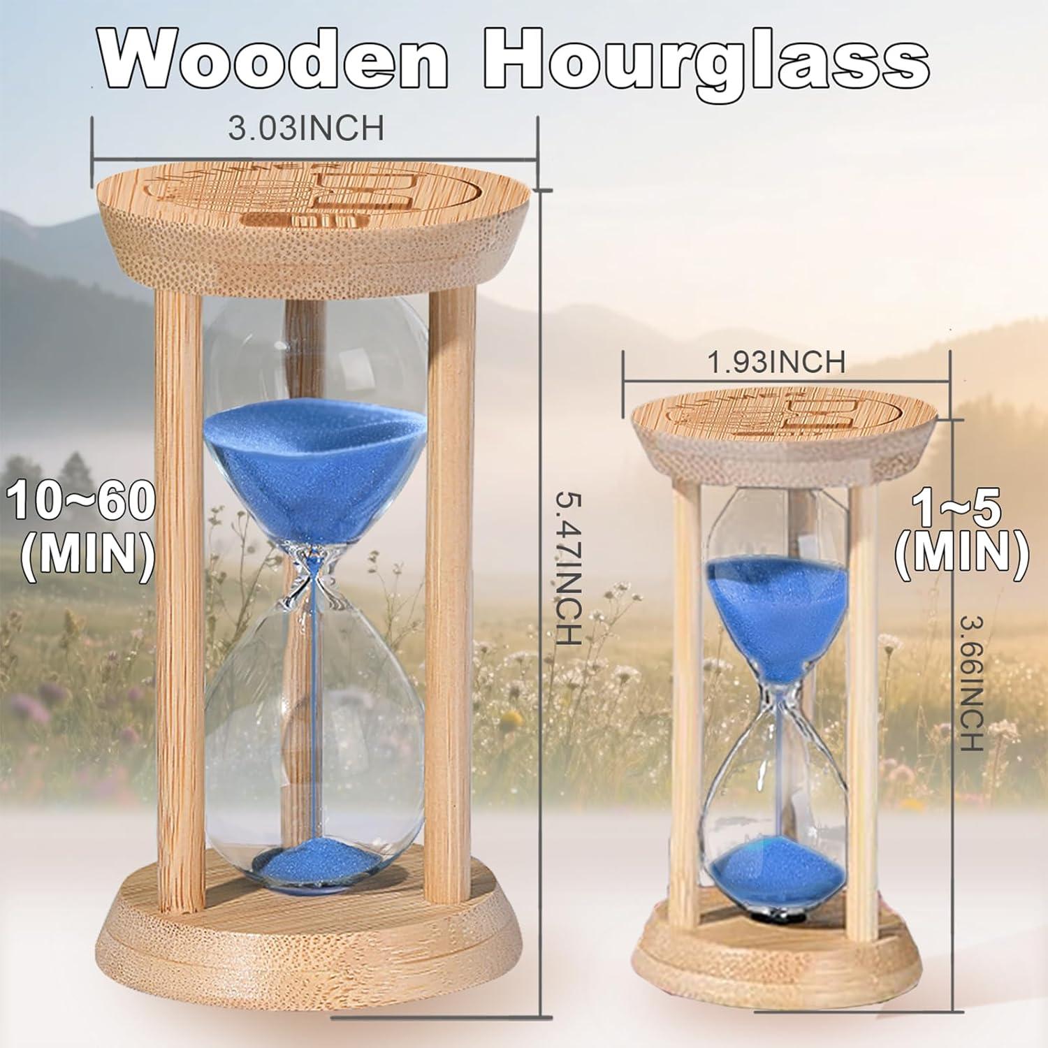 Reloj de Arena de Madera 5 Minutos YLTIMER Azul Decorativo