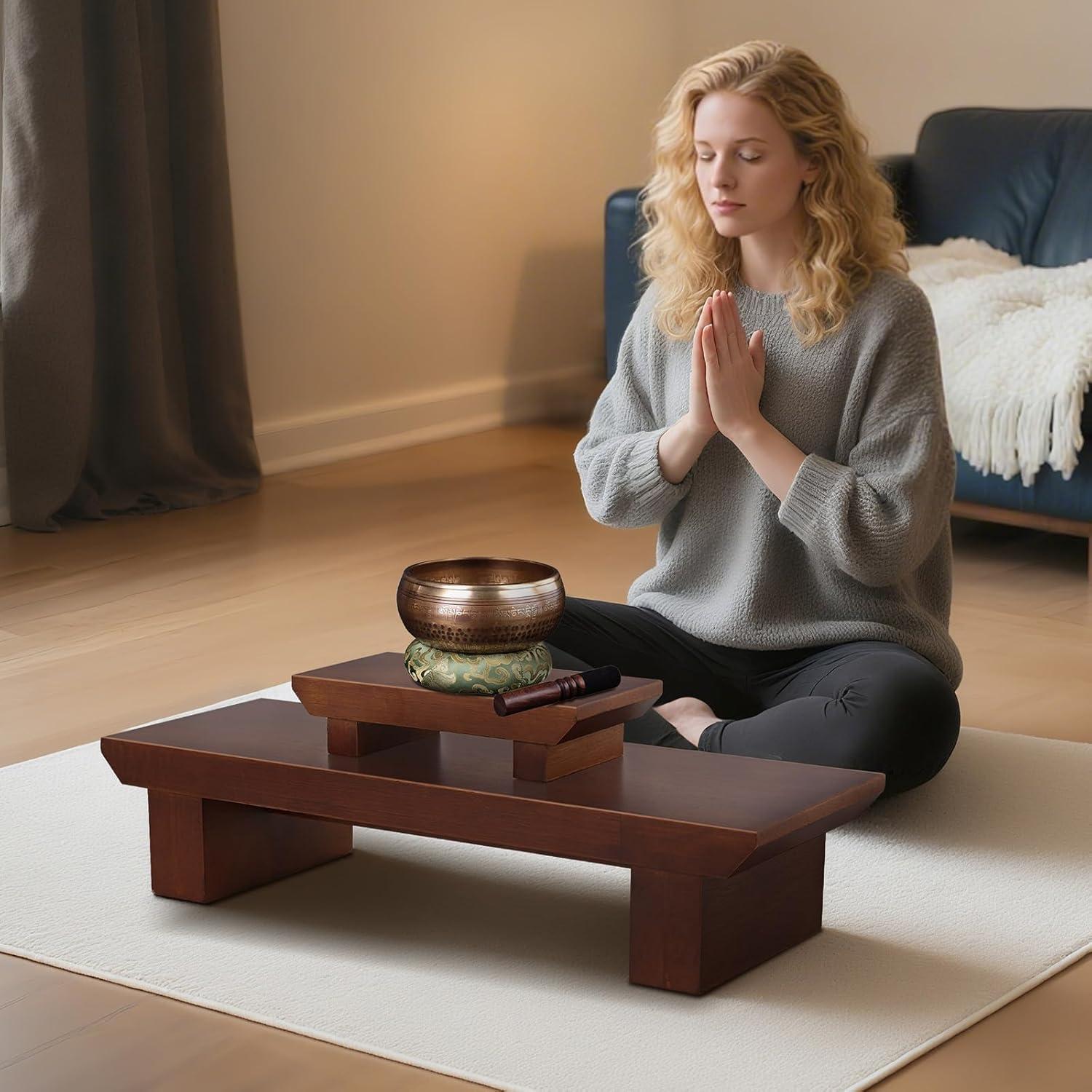 Mesa de Altar de Meditación Lotoo de Madera 52.83x18.99cm