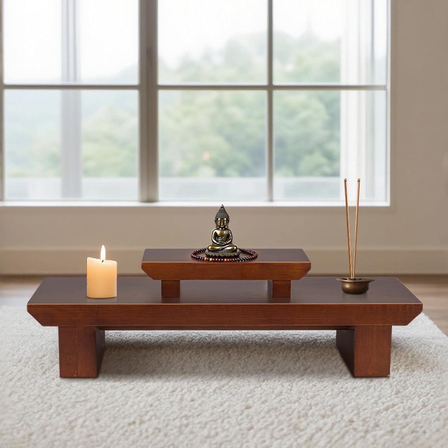 Mesa de Altar de Meditación Lotoo de Madera 52.83x18.99cm