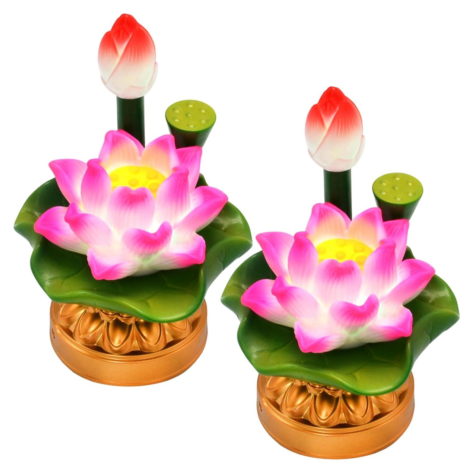 Lámpara de Loto Budista LED Feng Shui 9.8x9.8x14.2cm 2Pcs